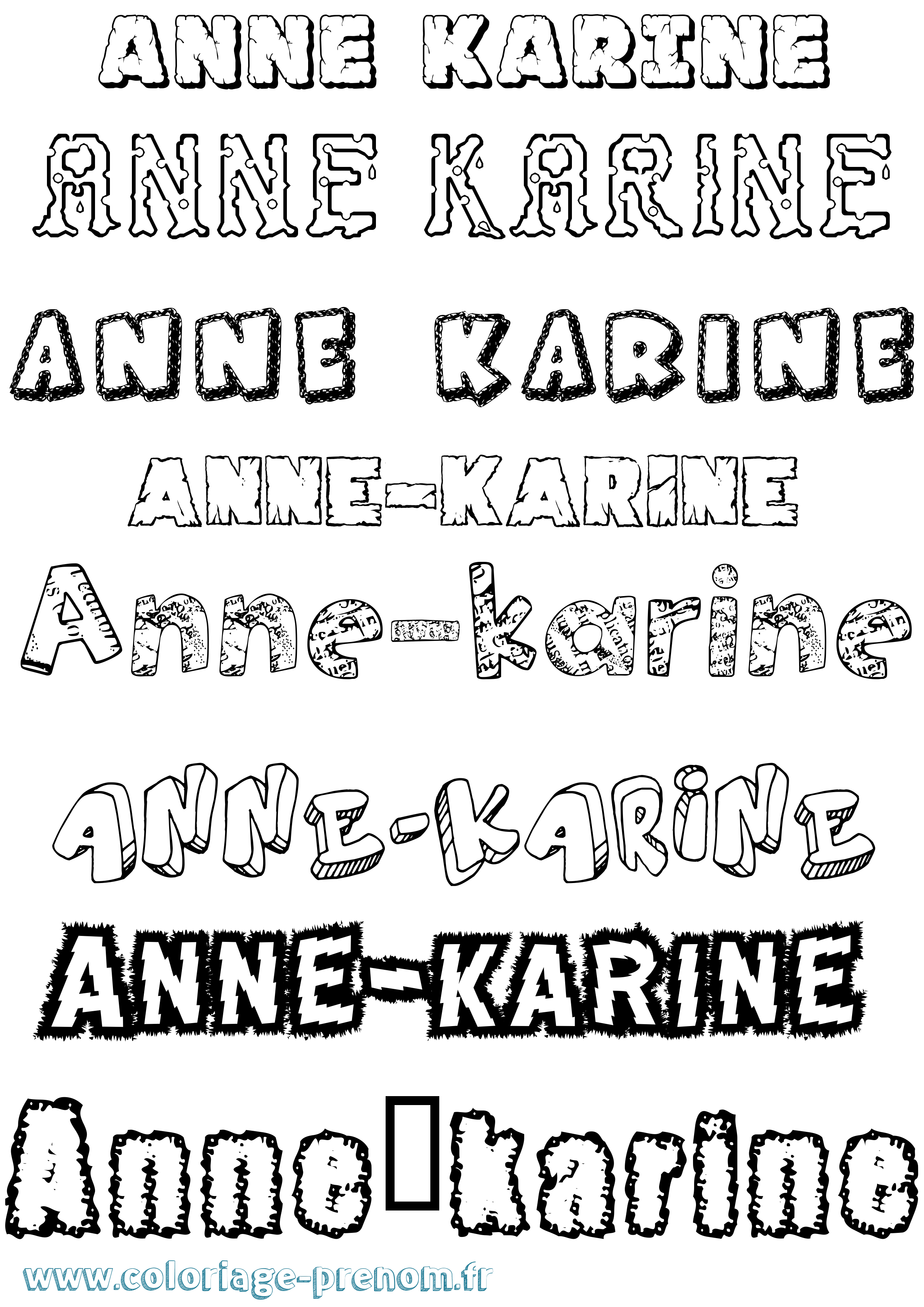 Coloriage Anne-Karine Destructuré Coloriage prénom Anne-Karine Destructuré