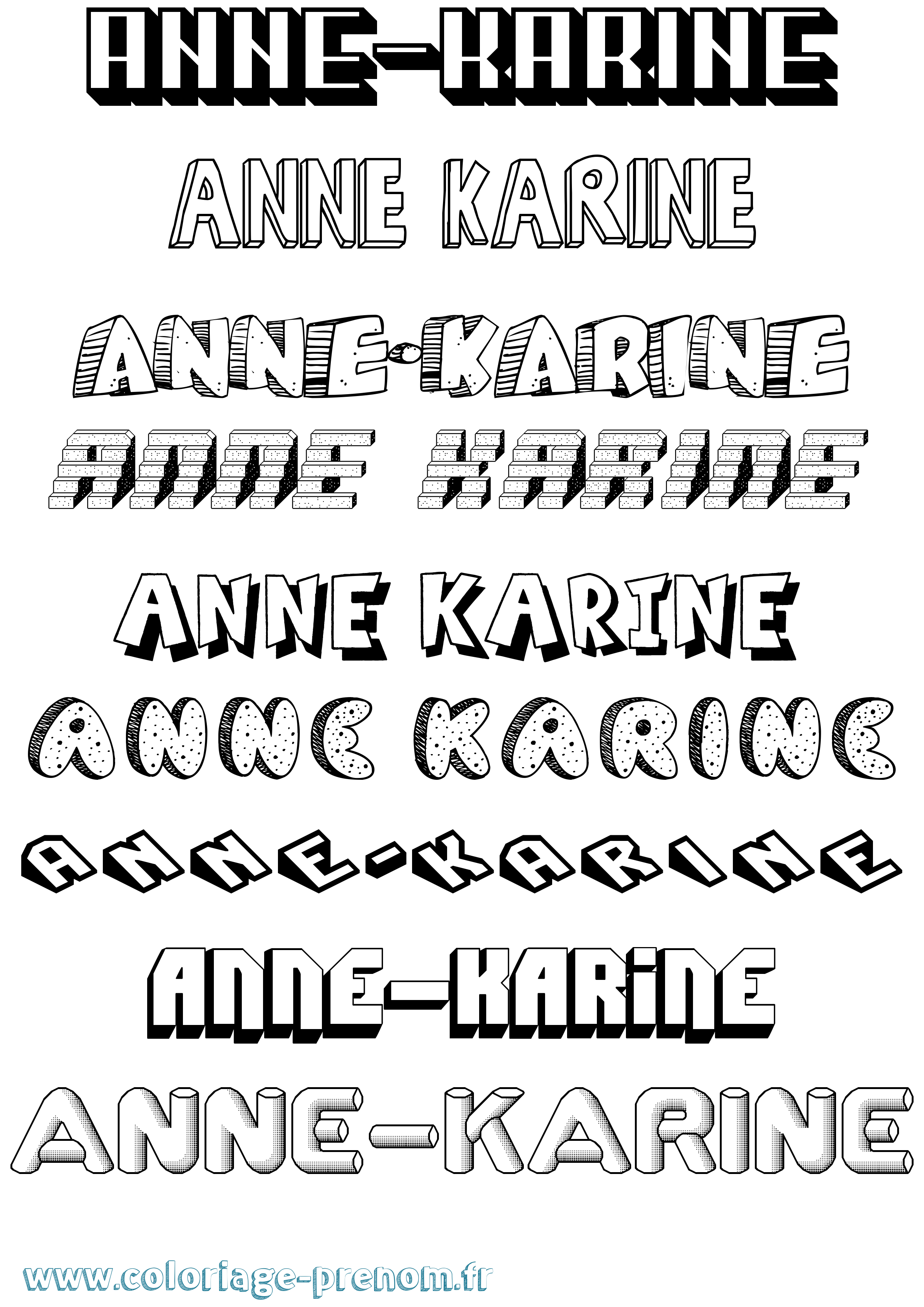 Coloriage Anne-Karine Effet 3D Coloriage prénom Anne-Karine Effet 3D