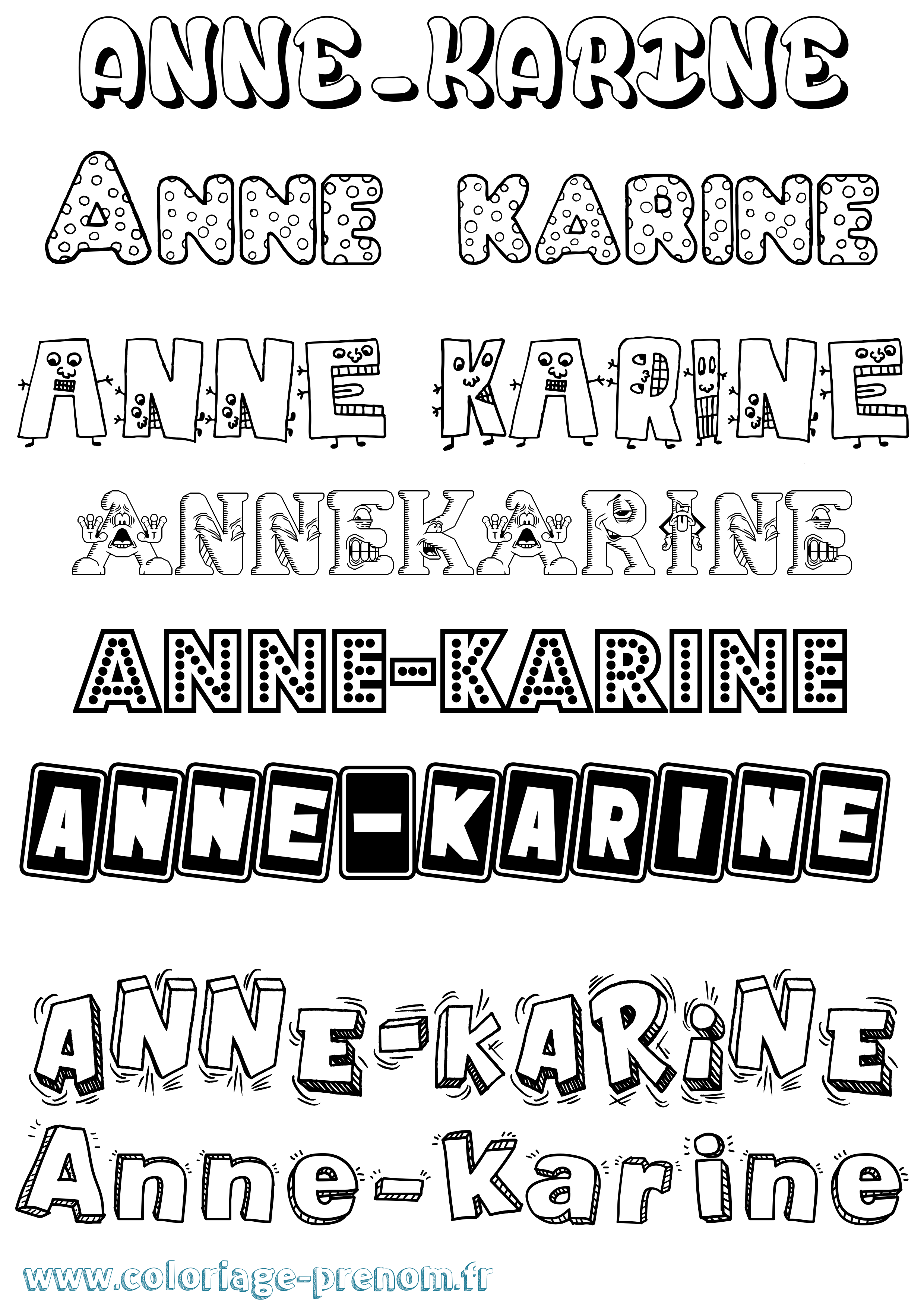 Coloriage Anne-Karine Fun Coloriage prénom Anne-Karine Fun