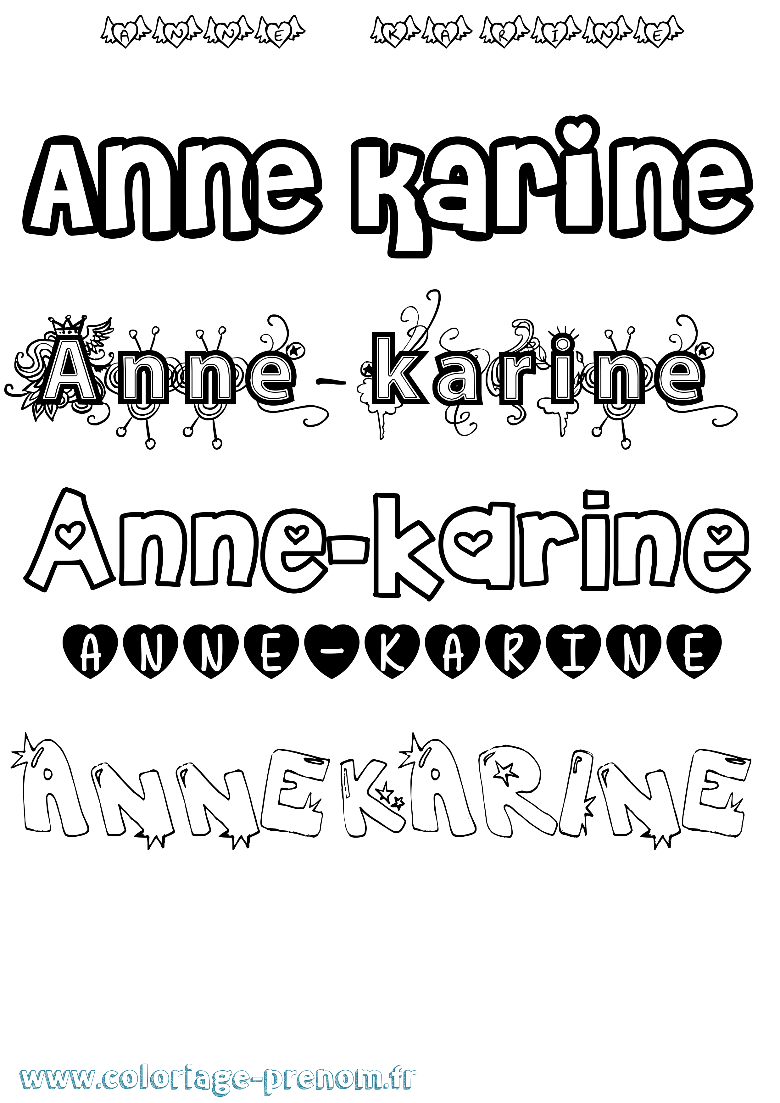 Coloriage Anne-Karine Girly Coloriage prénom Anne-Karine Girly