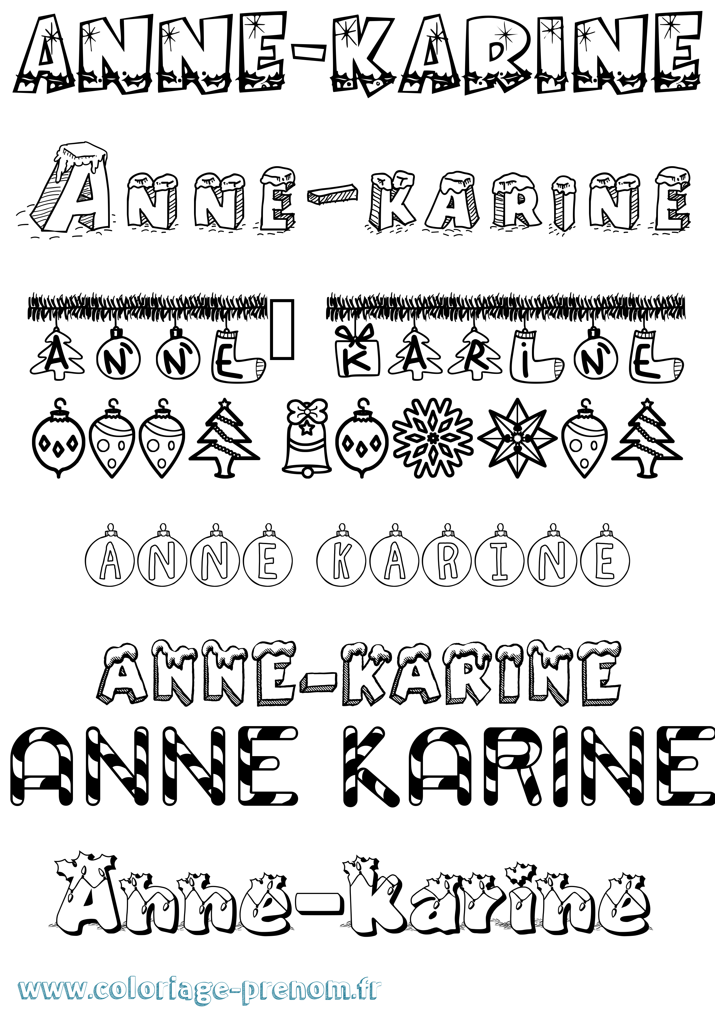 Coloriage Anne-Karine Noël Coloriage prénom Anne-Karine Noël