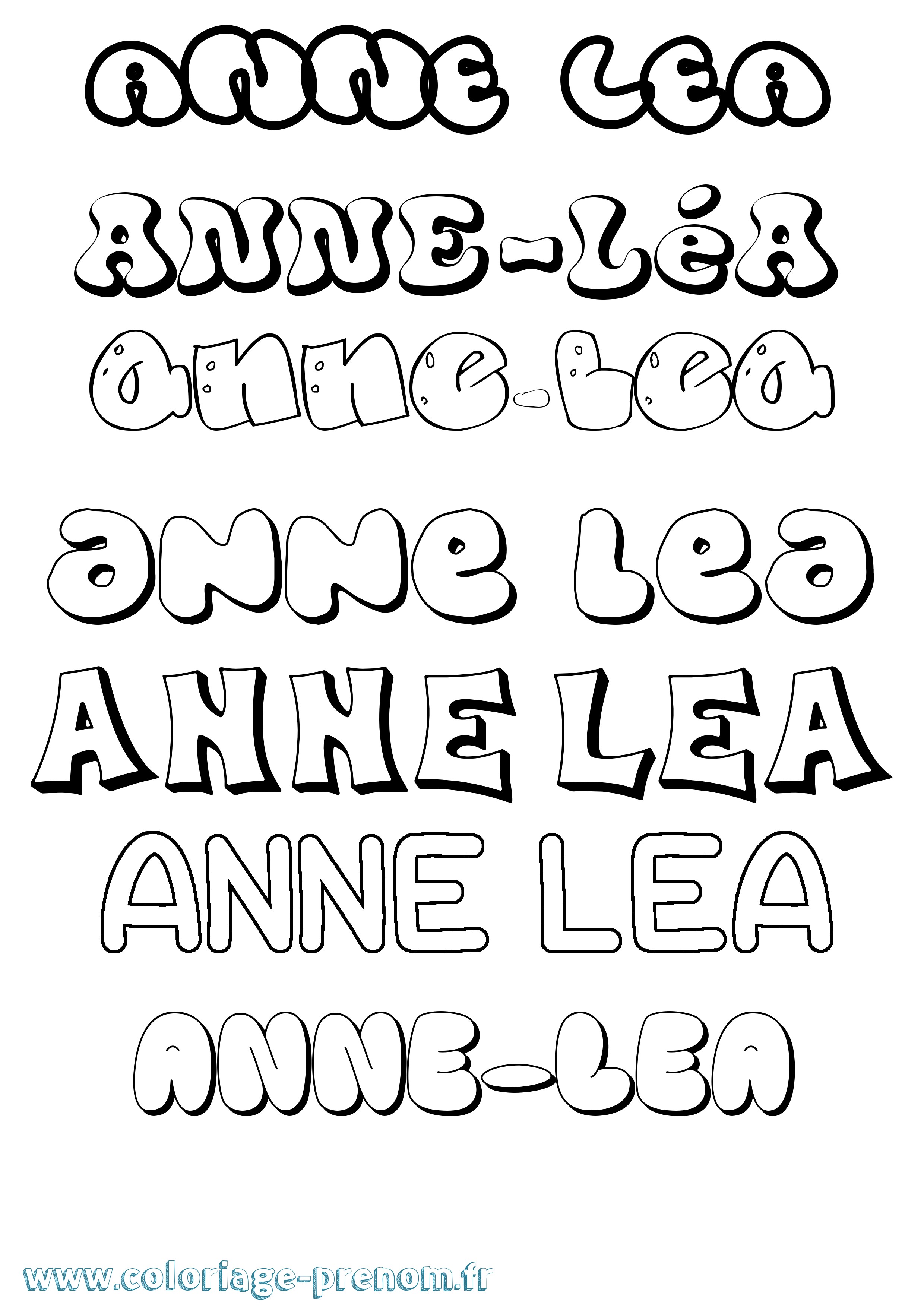 Coloriage Anne-Léa Bubble Coloriage prénom Anne-Léa Bubble
