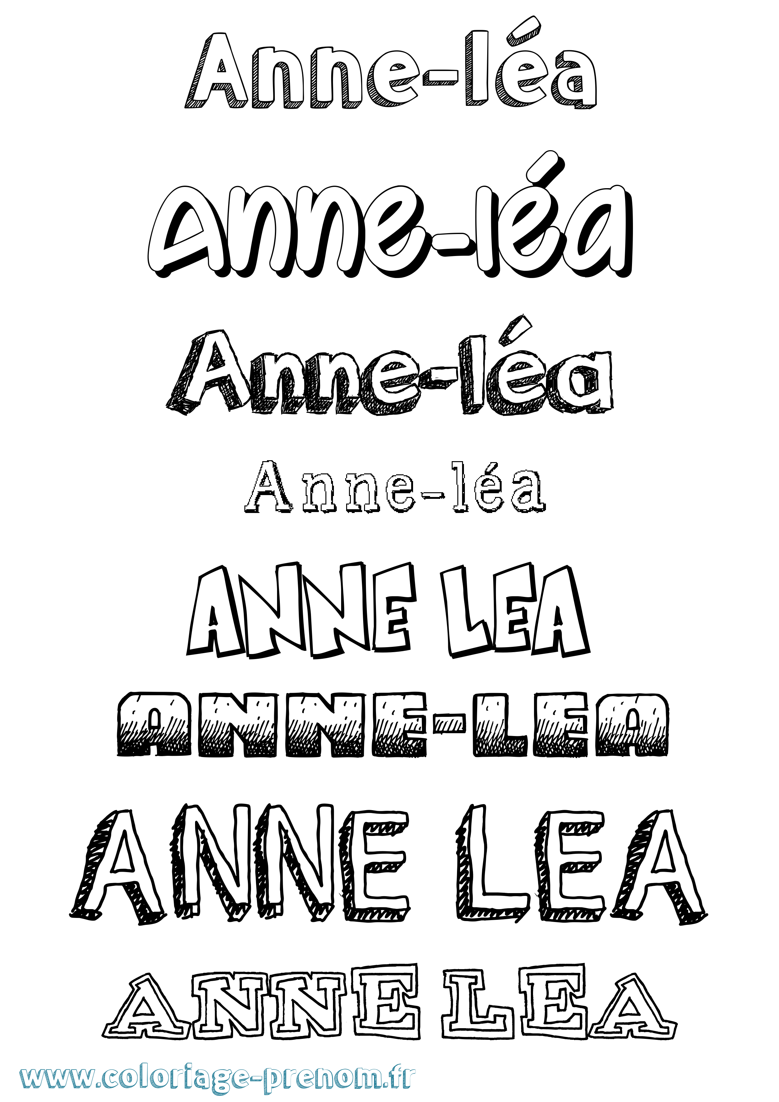 Coloriage Anne-Léa Dessiné Coloriage prénom Anne-Léa Dessiné