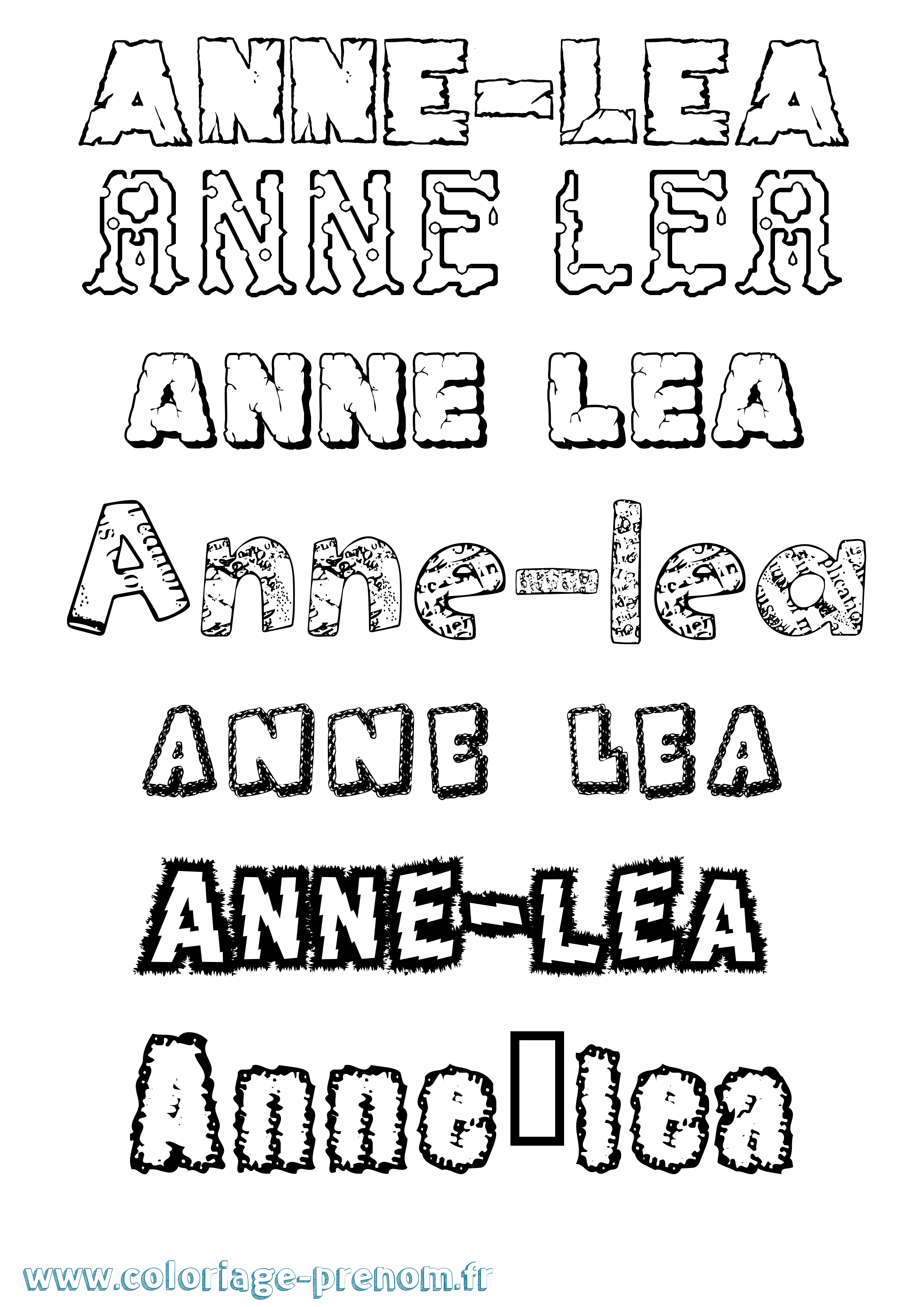 Coloriage Anne-Léa Destructuré Coloriage prénom Anne-Léa Destructuré