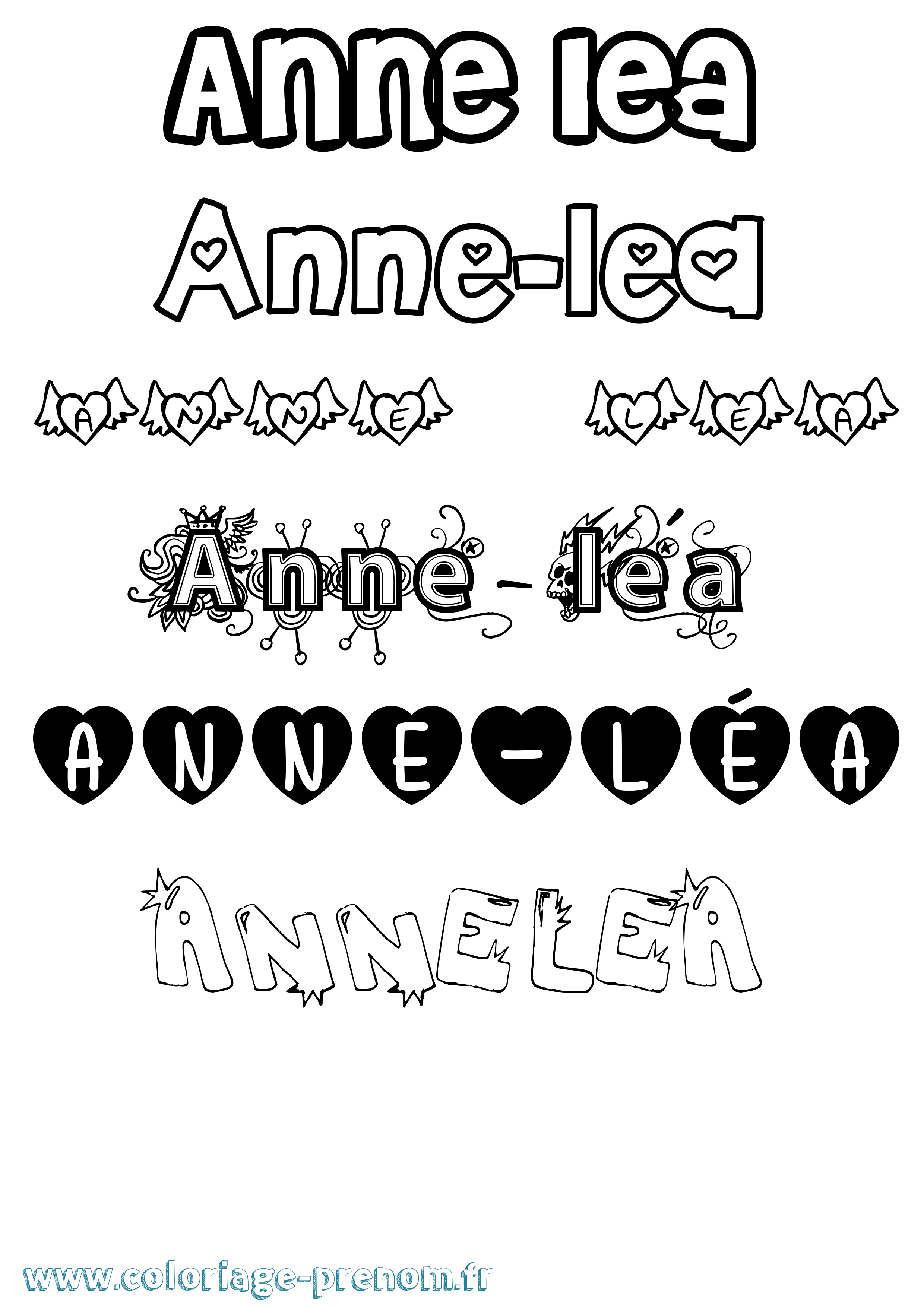 Coloriage Anne-Léa Girly Coloriage prénom Anne-Léa Girly
