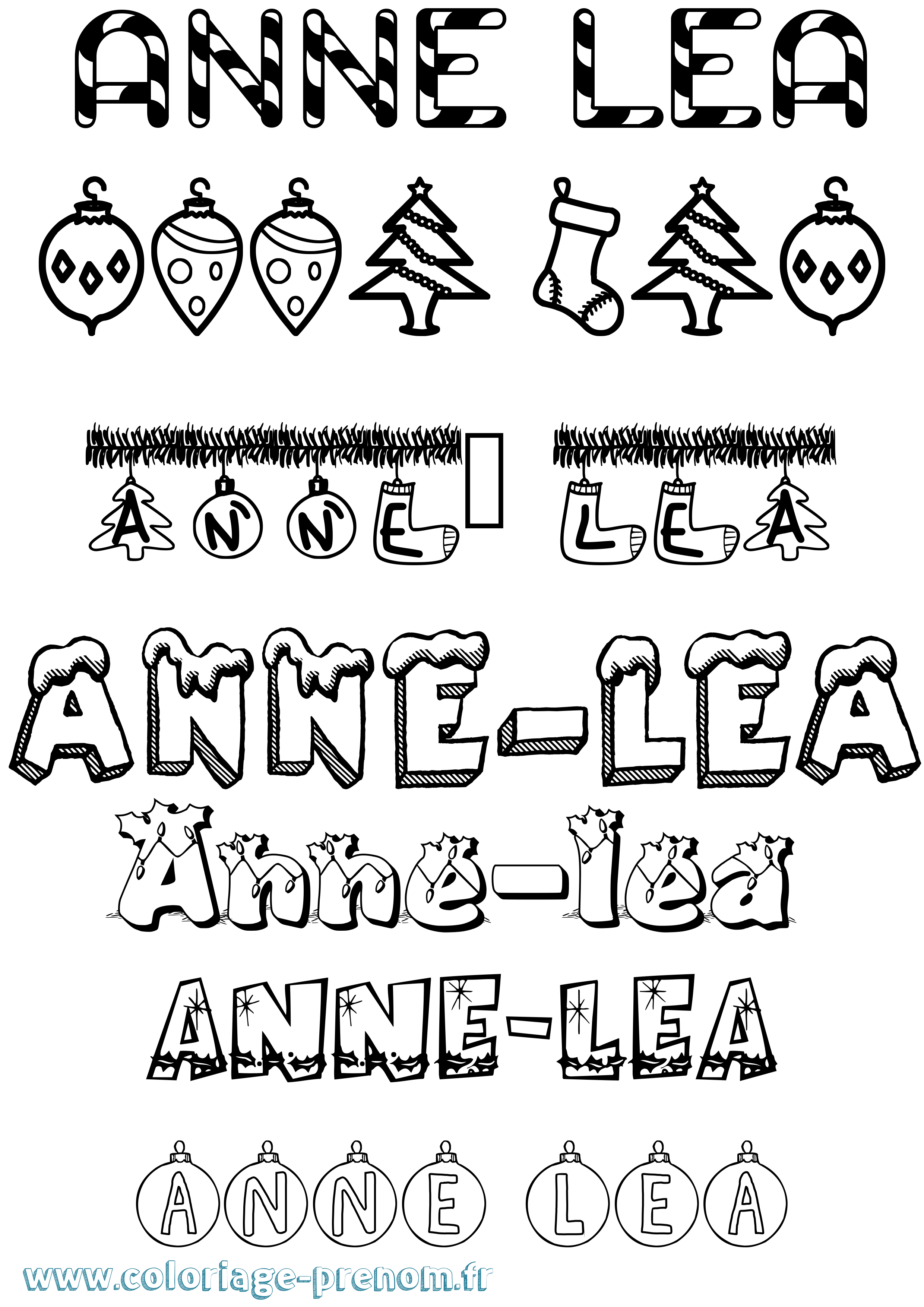 Coloriage Anne-Léa Noël Coloriage prénom Anne-Léa Noël