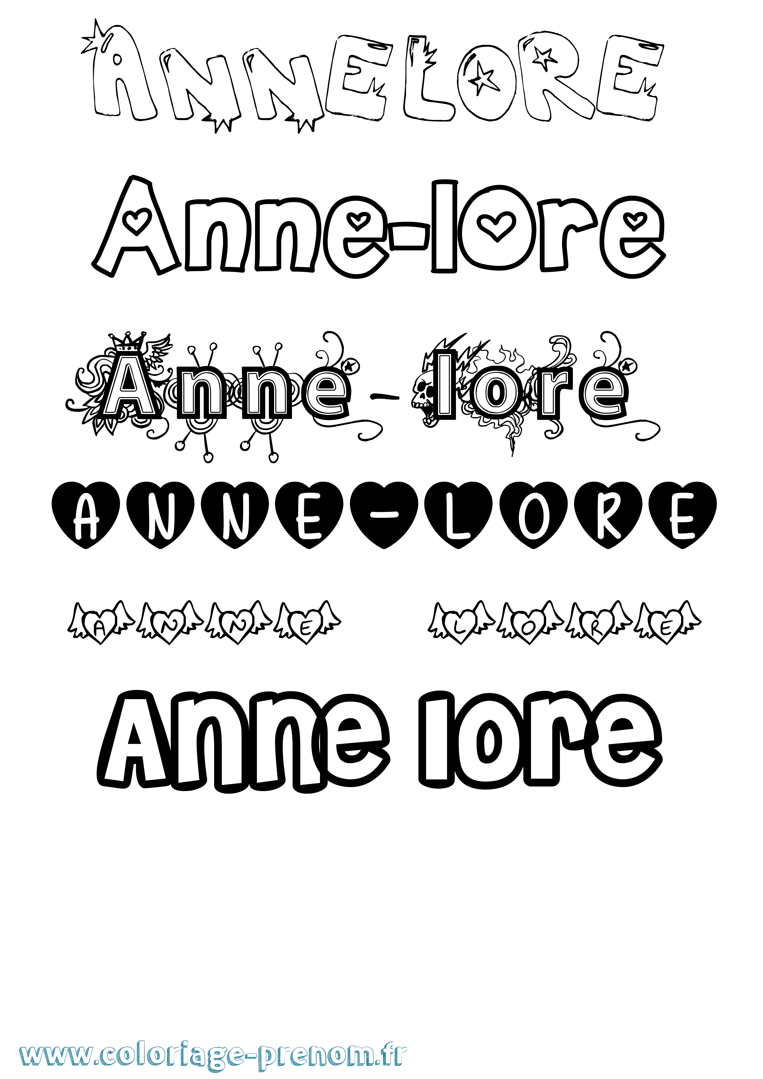Coloriage Anne-Lore Girly Coloriage prénom Anne-Lore Girly