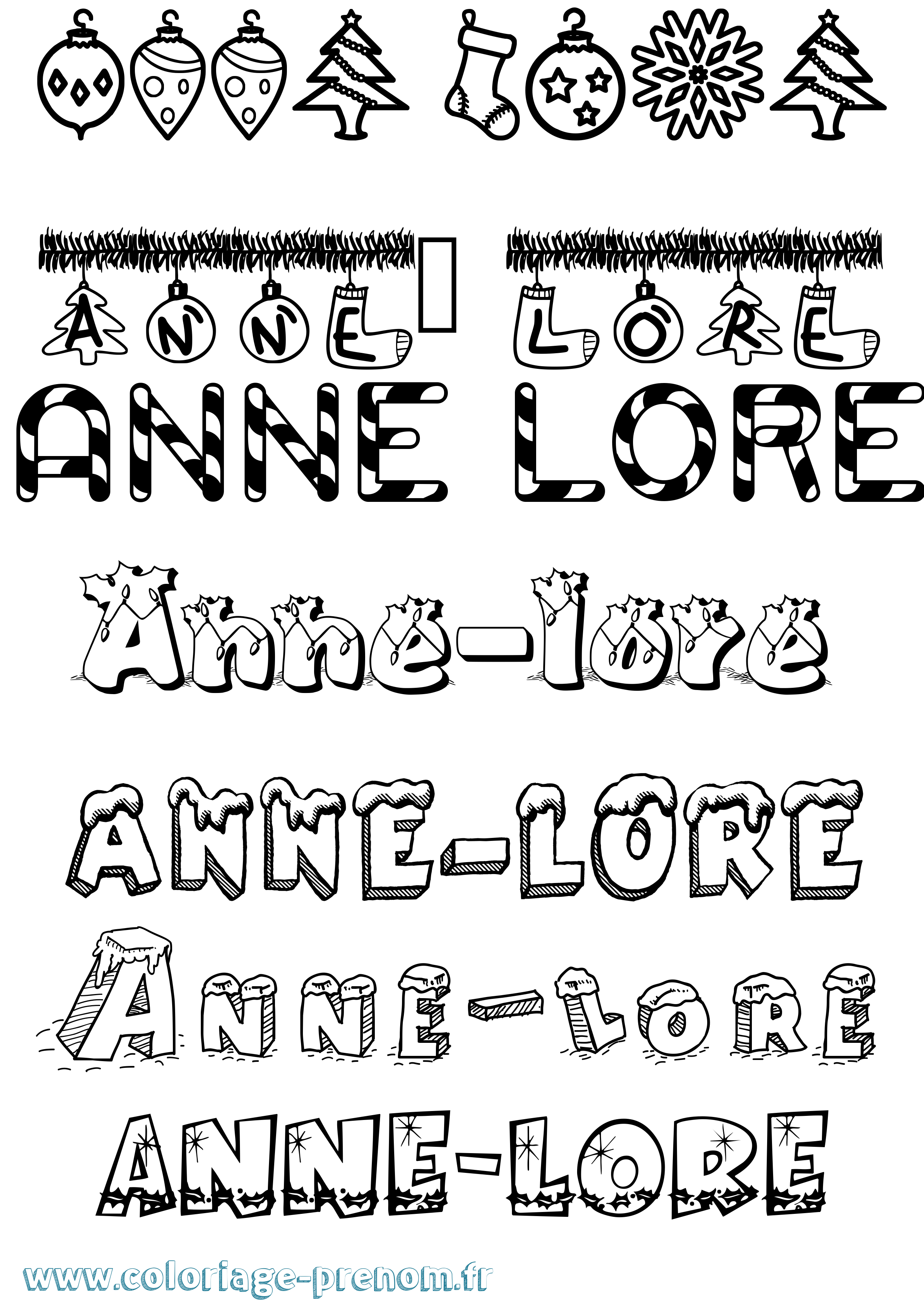Coloriage Anne-Lore Noël Coloriage prénom Anne-Lore Noël