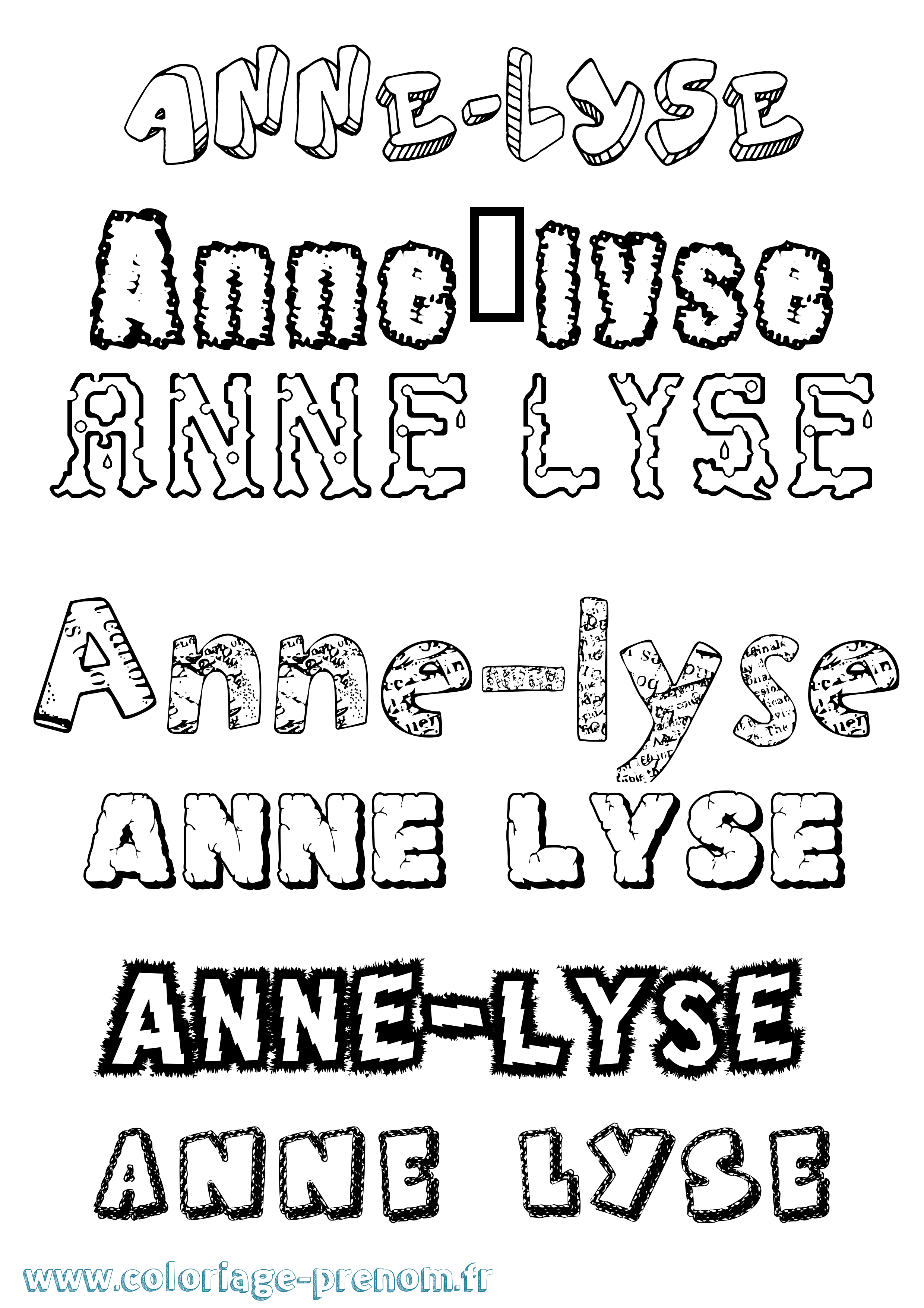 Coloriage Anne-Lyse Destructuré Coloriage prénom Anne-Lyse Destructuré