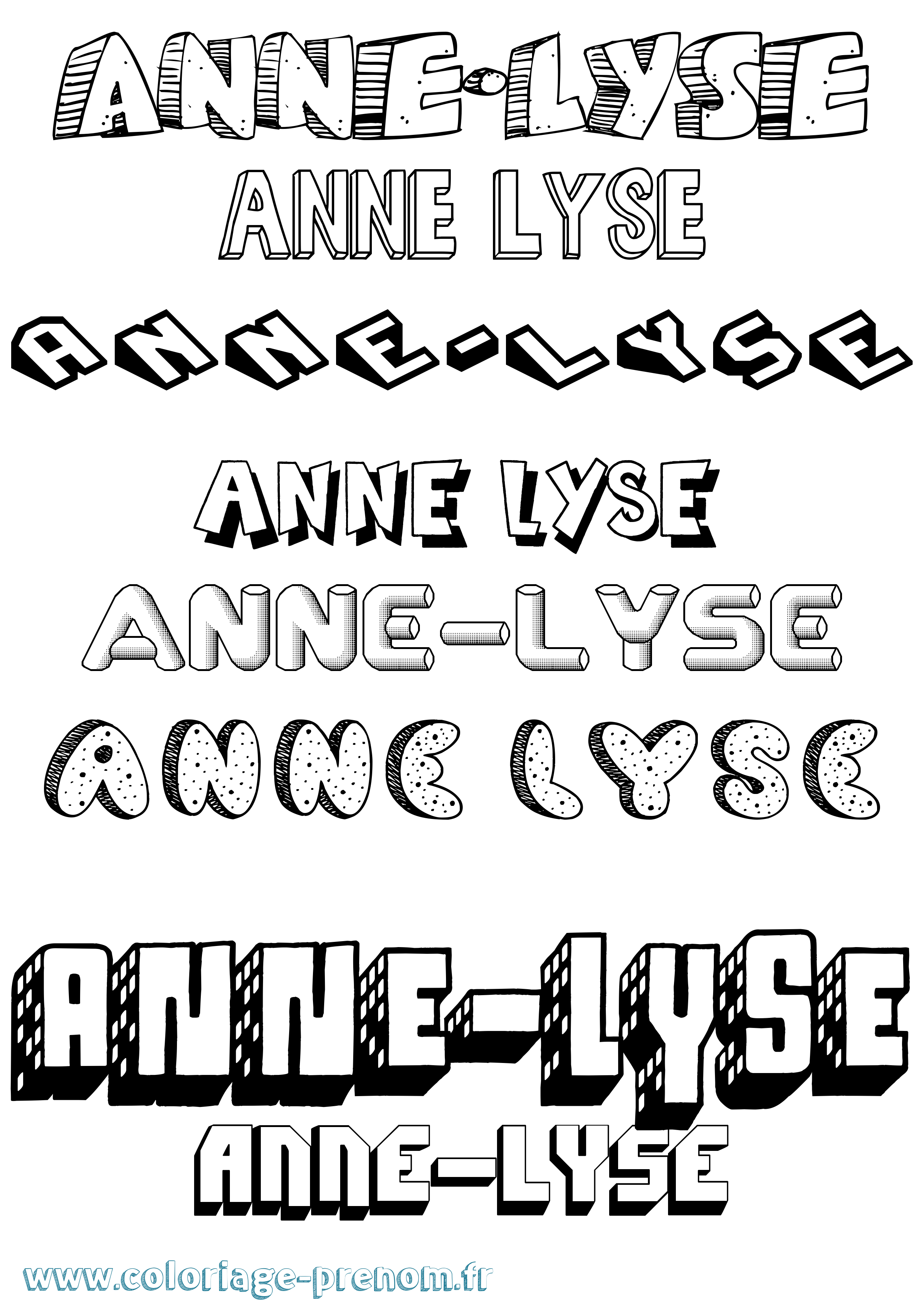 Coloriage Anne-Lyse Effet 3D Coloriage prénom Anne-Lyse Effet 3D