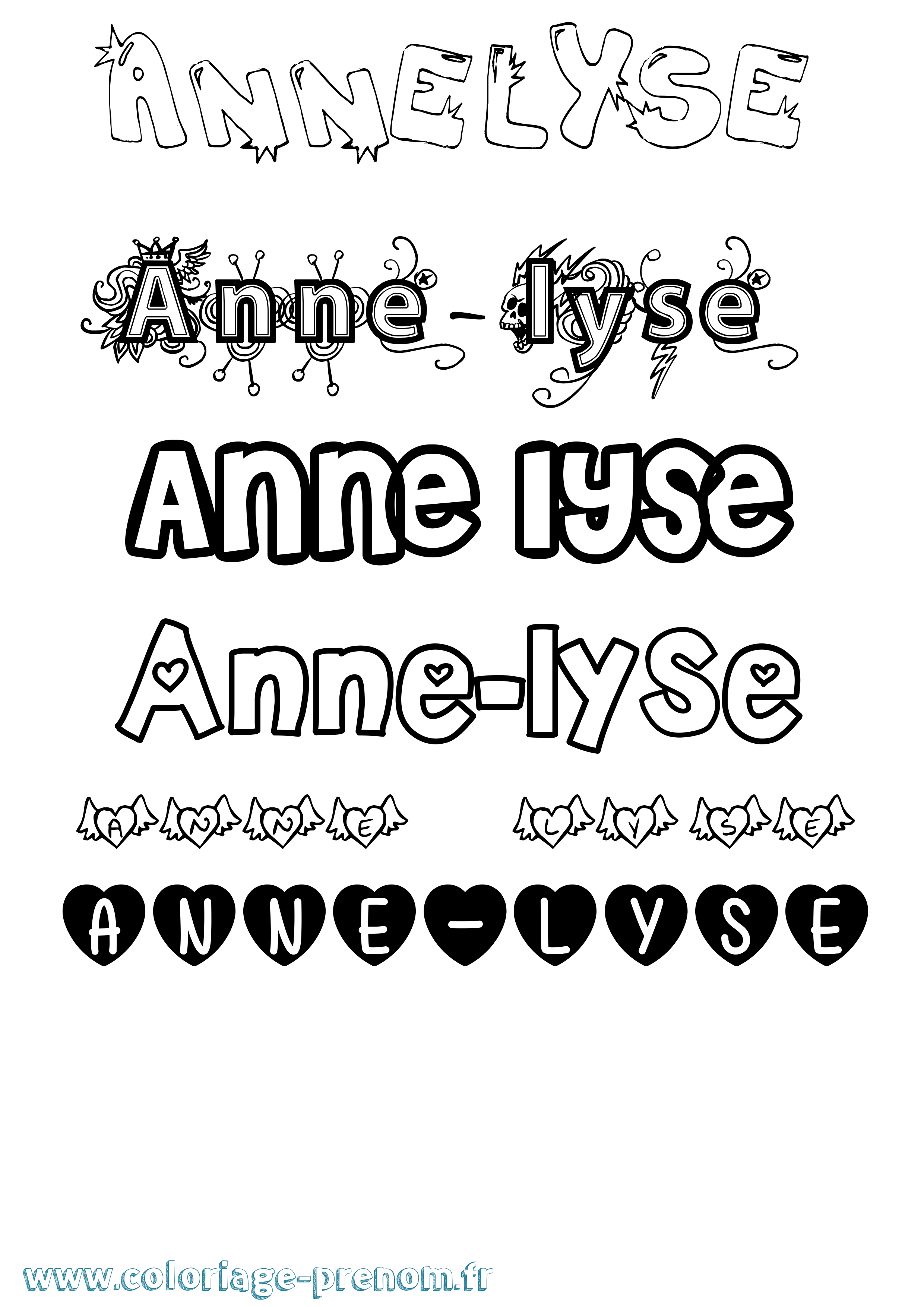 Coloriage Anne-Lyse Girly Coloriage prénom Anne-Lyse Girly