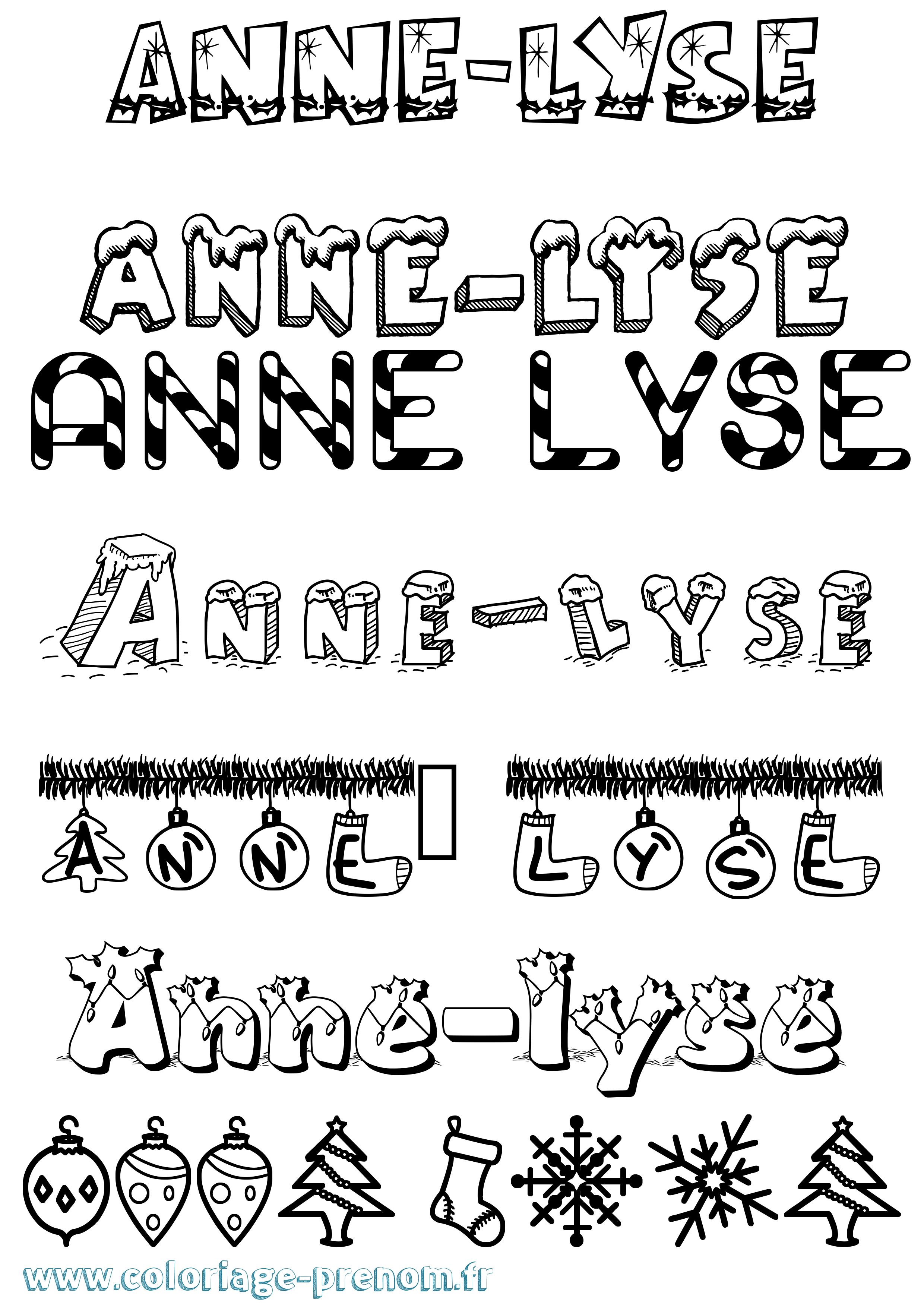 Coloriage Anne-Lyse Noël Coloriage prénom Anne-Lyse Noël