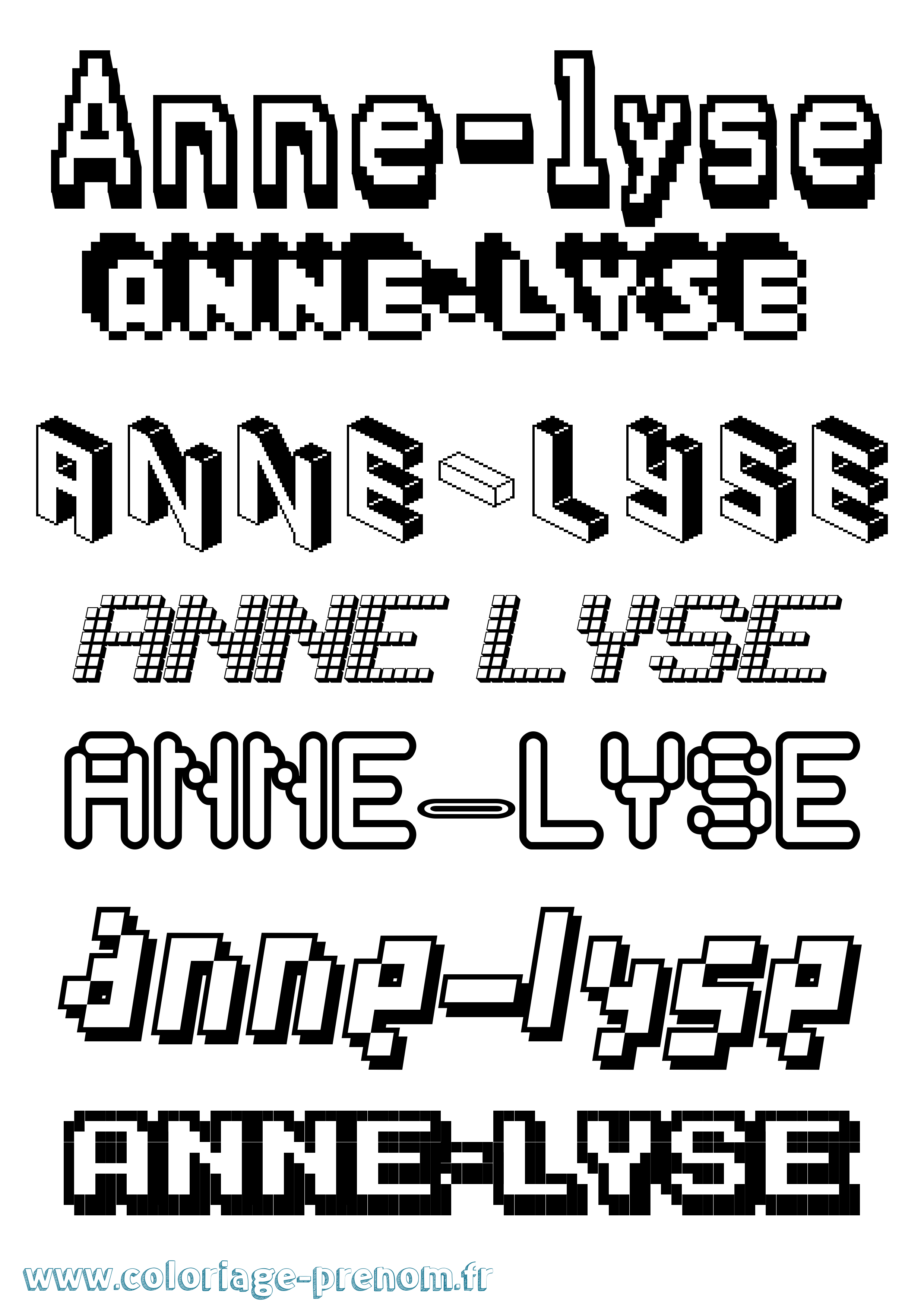 Coloriage Anne-Lyse Pixel Coloriage prénom Anne-Lyse Pixel