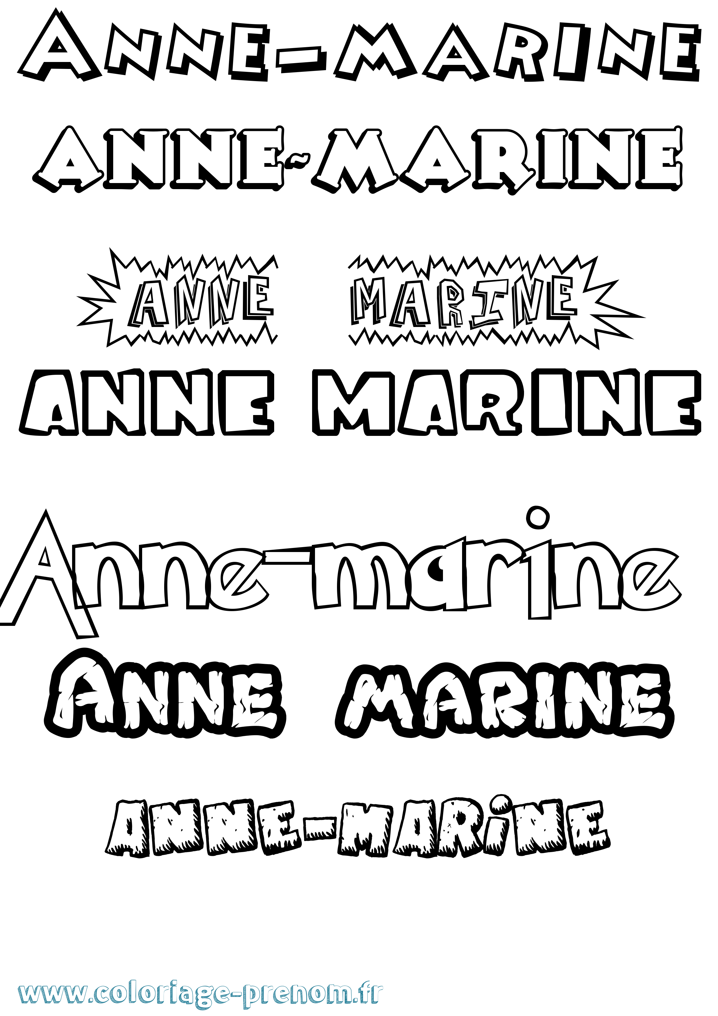 Coloriage Anne-Marine Dessin Animé Coloriage prénom Anne-Marine Dessin Animé