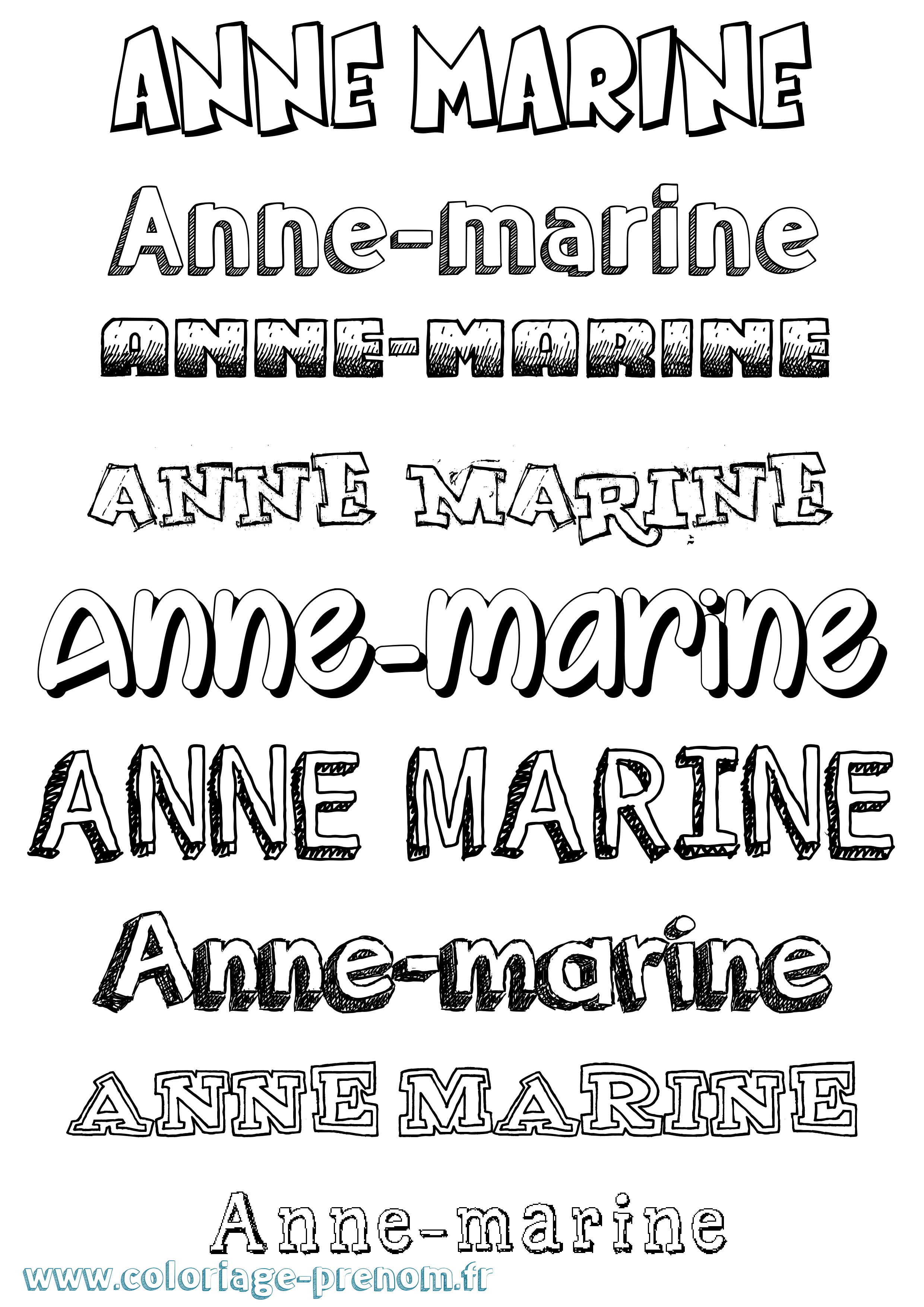 Coloriage Anne-Marine Dessiné Coloriage prénom Anne-Marine Dessiné