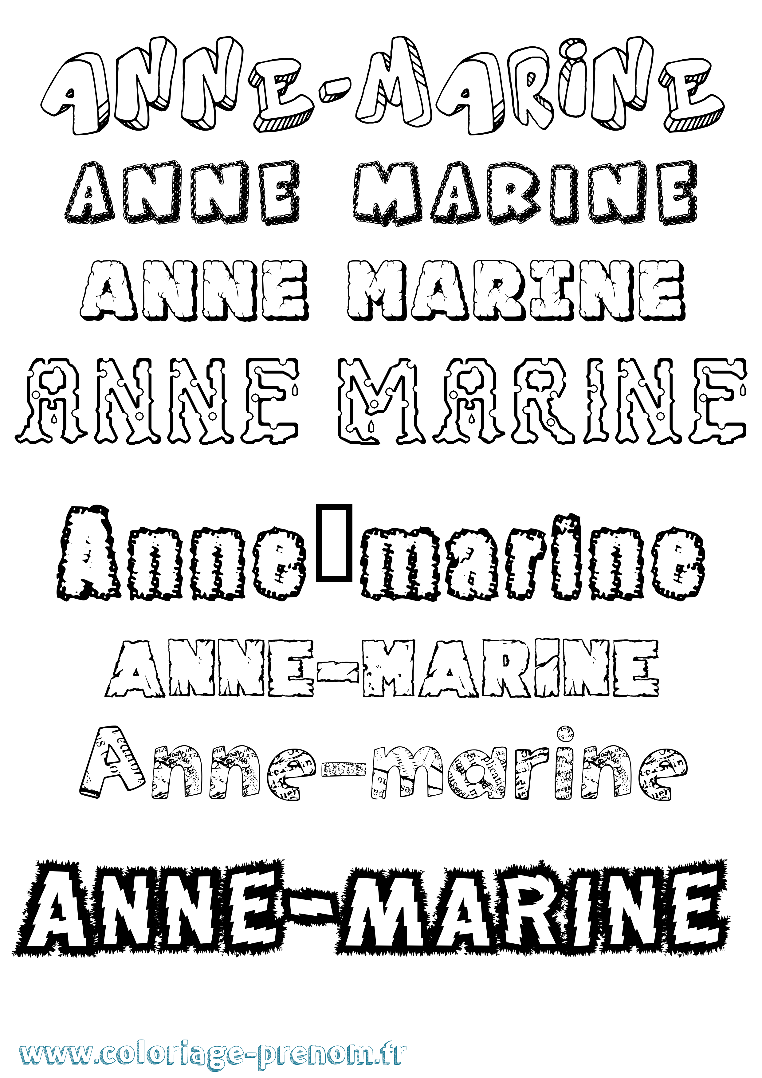 Coloriage Anne-Marine Destructuré Coloriage prénom Anne-Marine Destructuré
