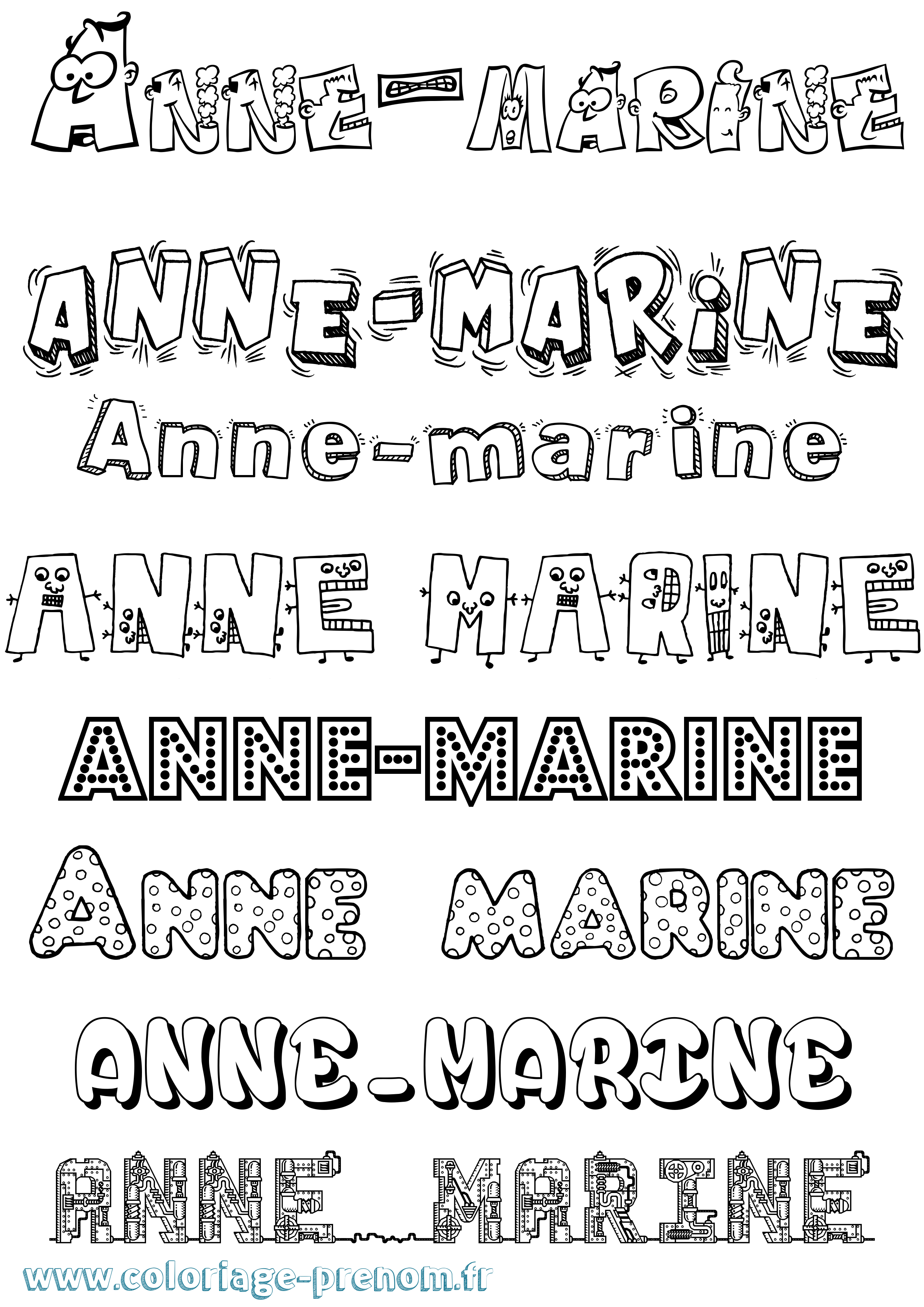 Coloriage Anne-Marine Fun Coloriage prénom Anne-Marine Fun