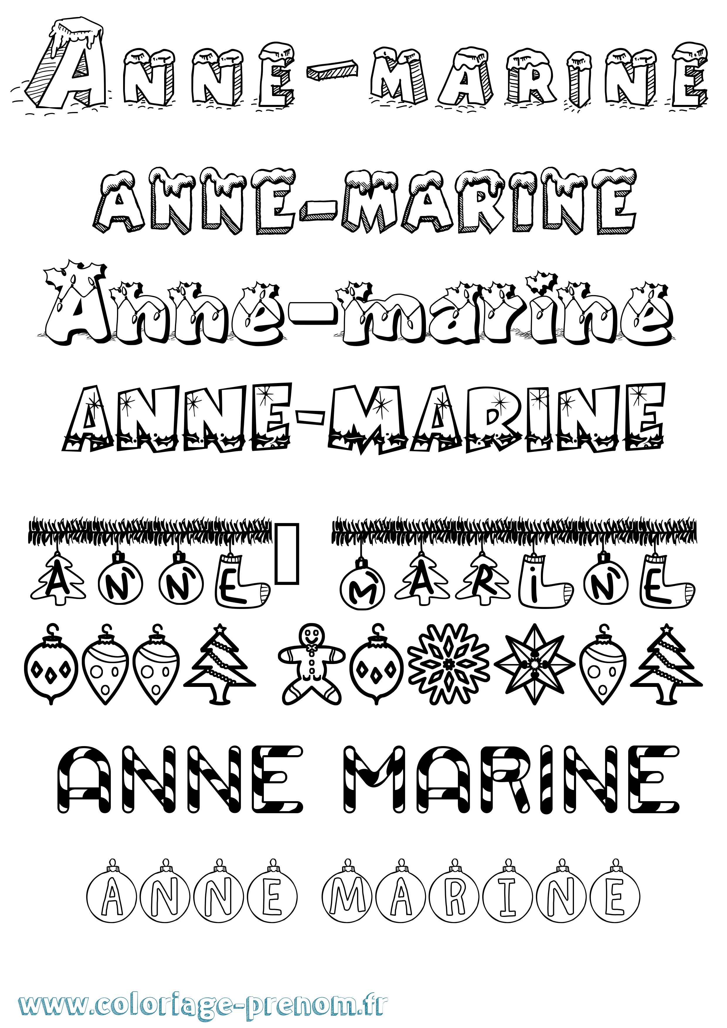 Coloriage Anne-Marine Noël Coloriage prénom Anne-Marine Noël