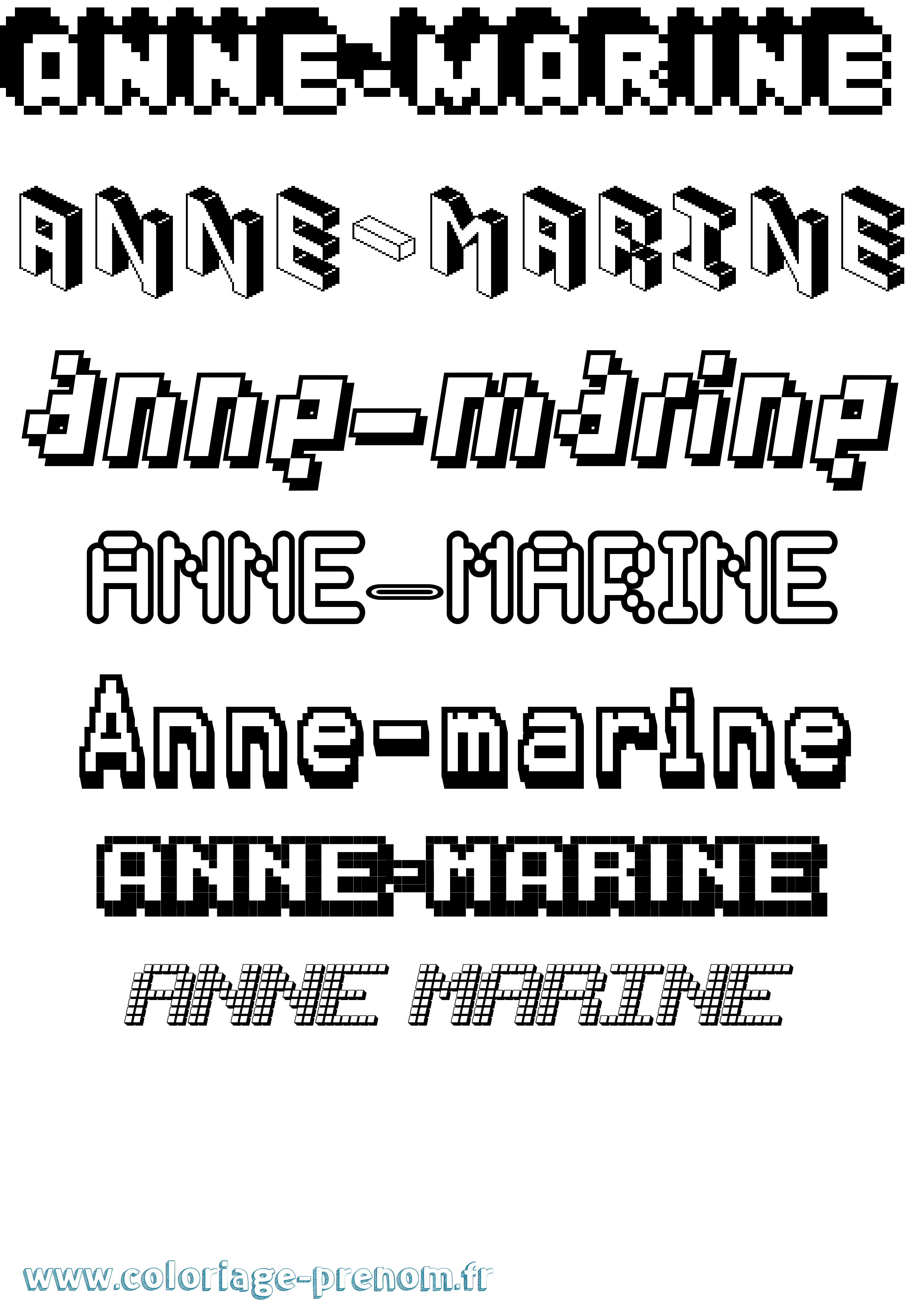 Coloriage Anne-Marine Pixel Coloriage prénom Anne-Marine Pixel
