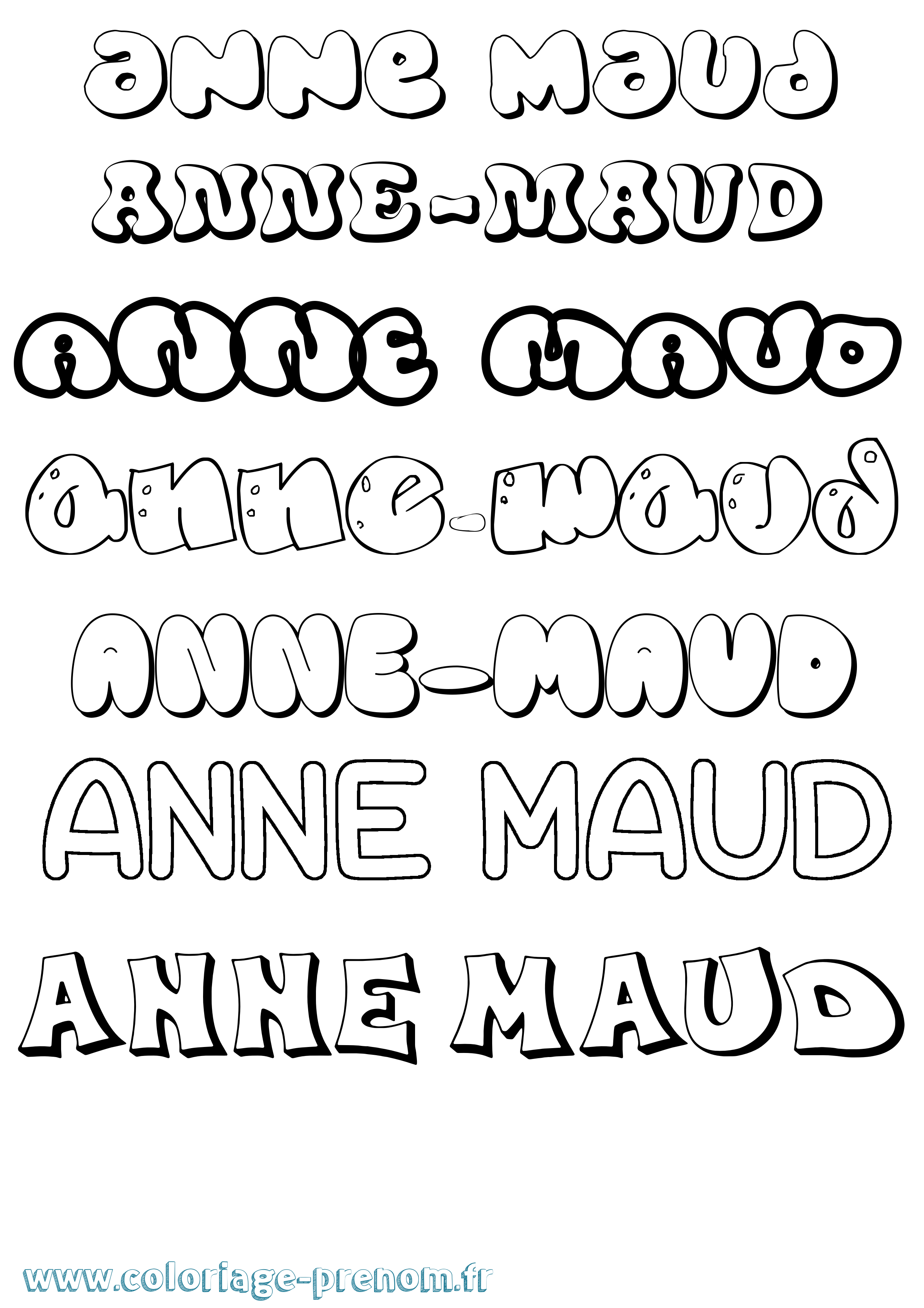 Coloriage Anne-Maud Bubble Coloriage prénom Anne-Maud Bubble