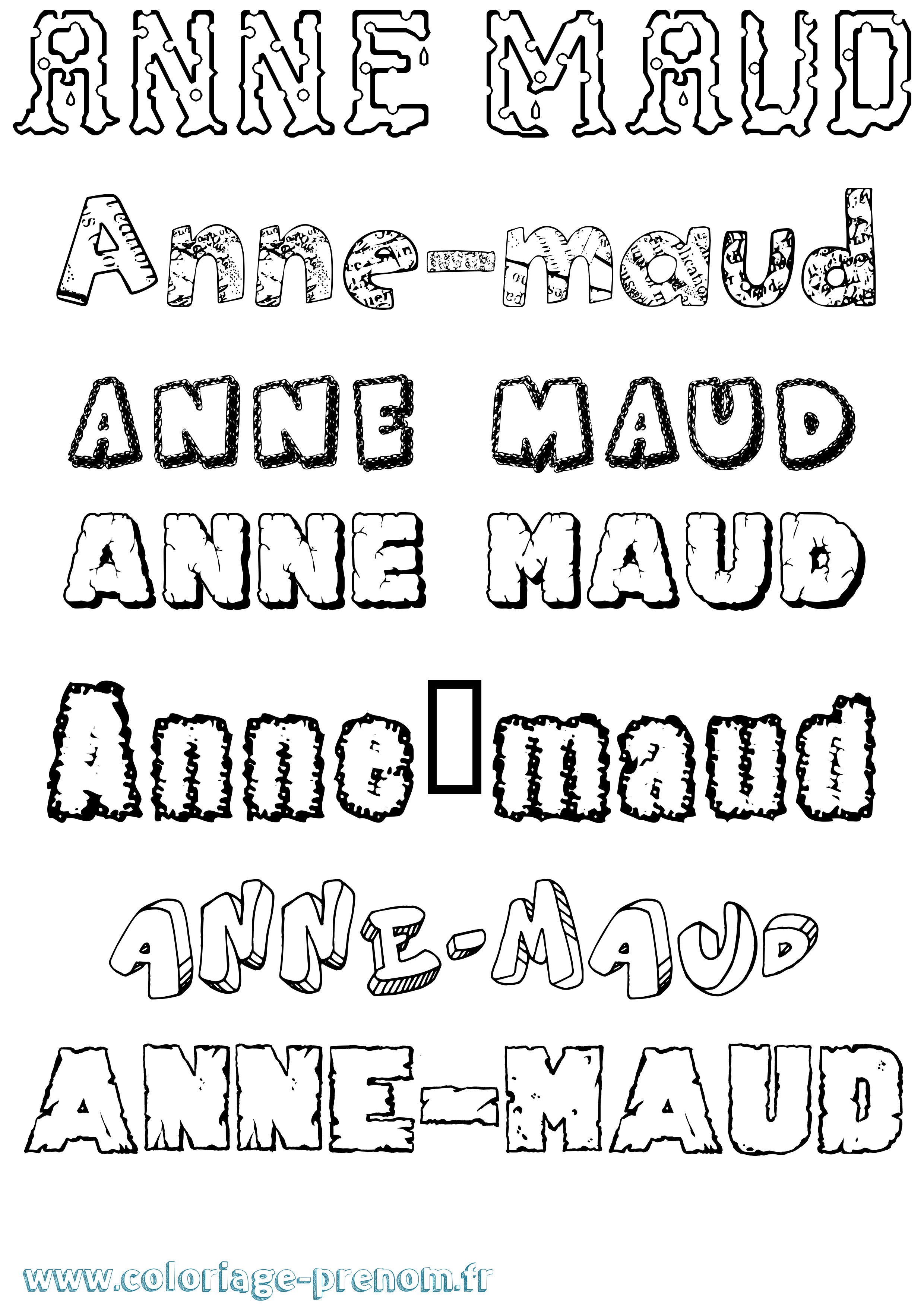 Coloriage Anne-Maud Destructuré Coloriage prénom Anne-Maud Destructuré