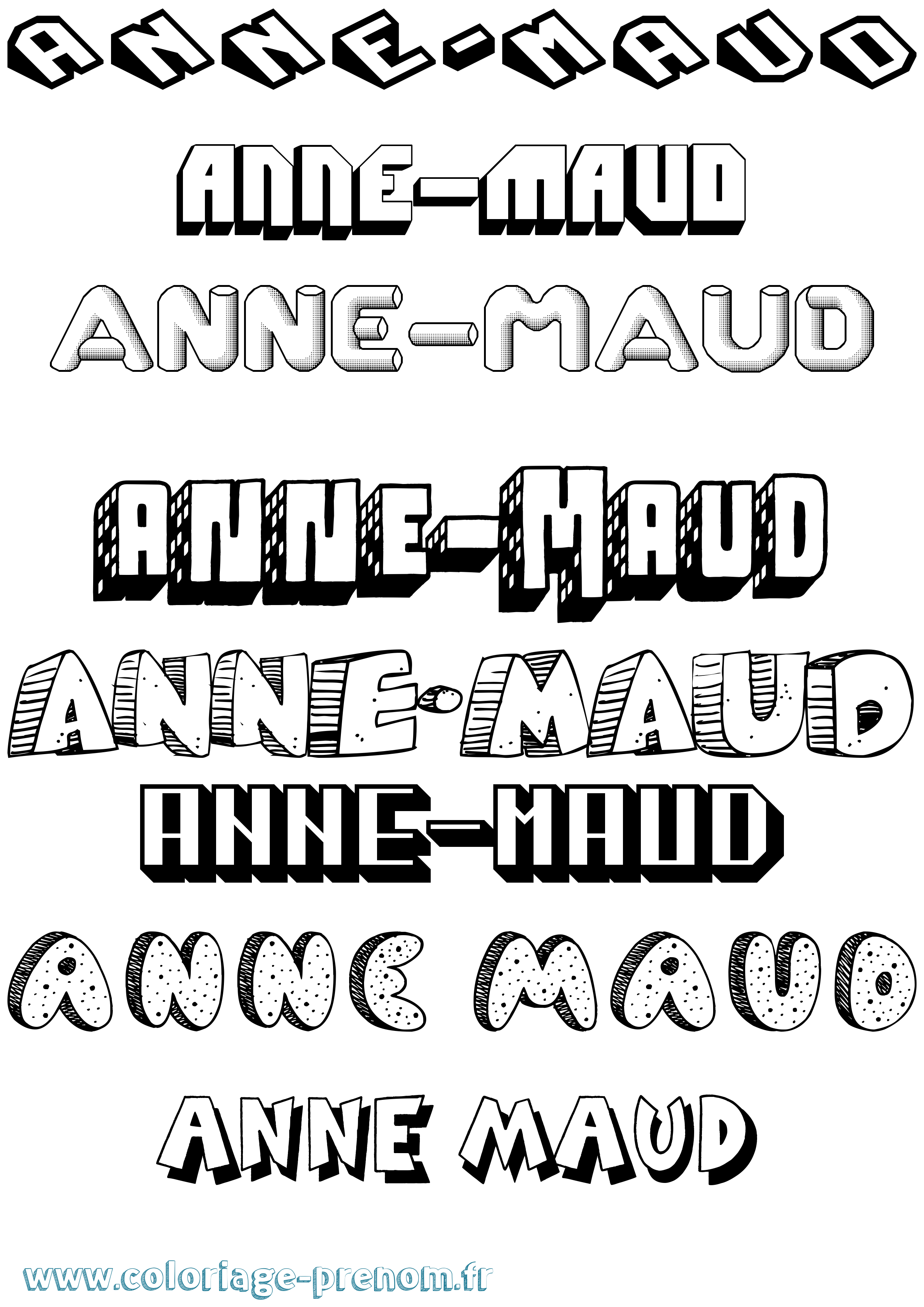 Coloriage Anne-Maud Effet 3D Coloriage prénom Anne-Maud Effet 3D