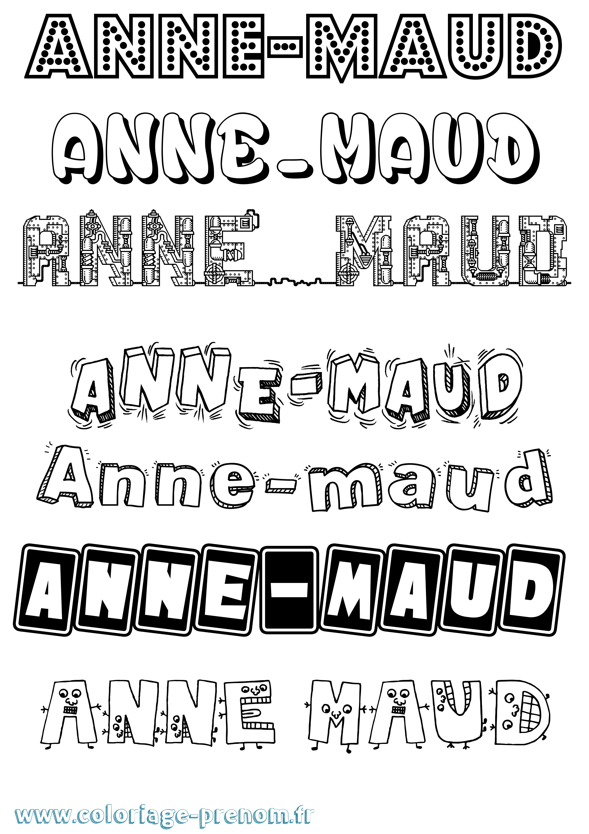 Coloriage Anne-Maud Fun Coloriage prénom Anne-Maud Fun