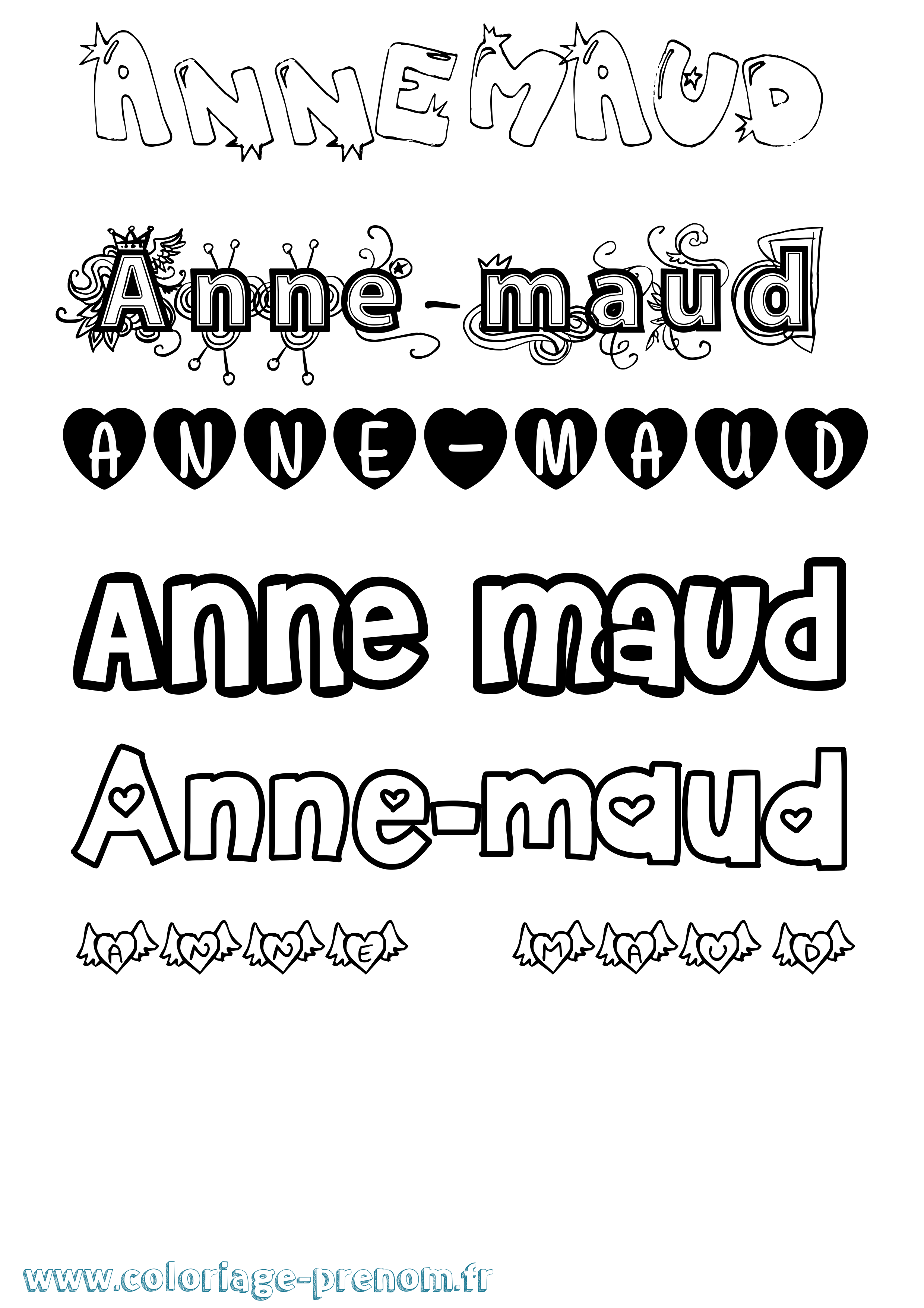 Coloriage Anne-Maud Girly Coloriage prénom Anne-Maud Girly