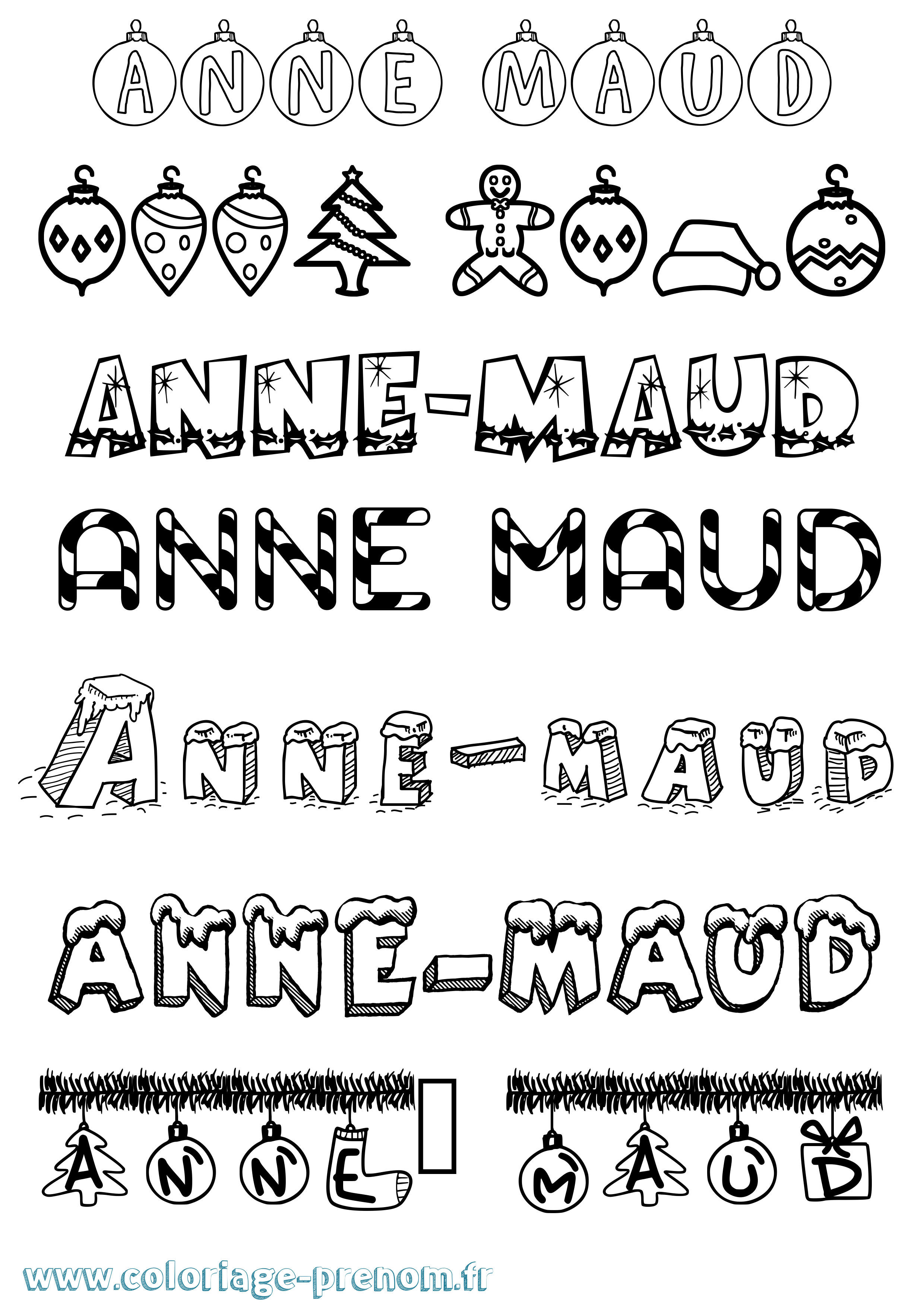 Coloriage Anne-Maud Noël Coloriage prénom Anne-Maud Noël