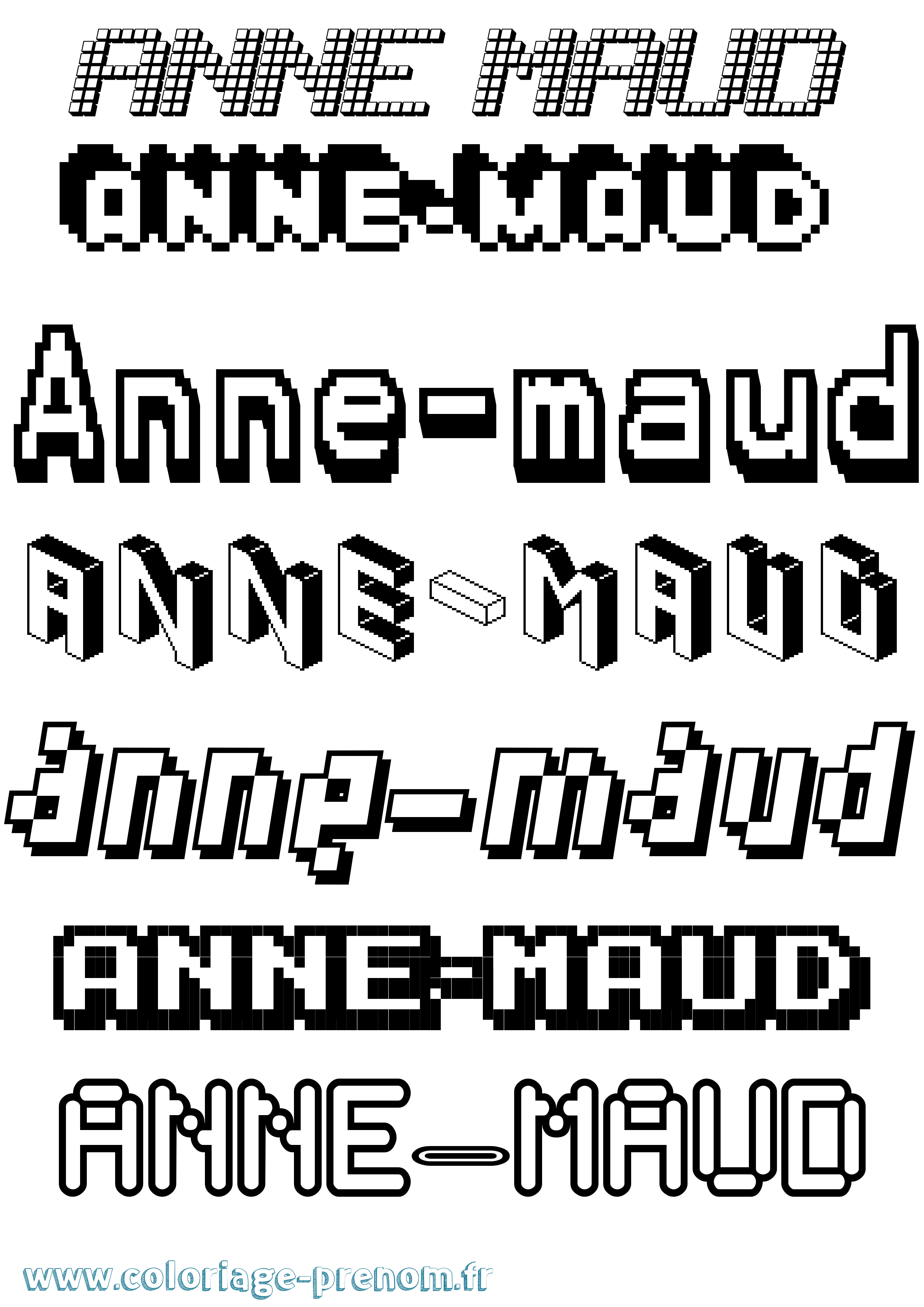 Coloriage Anne-Maud Pixel Coloriage prénom Anne-Maud Pixel