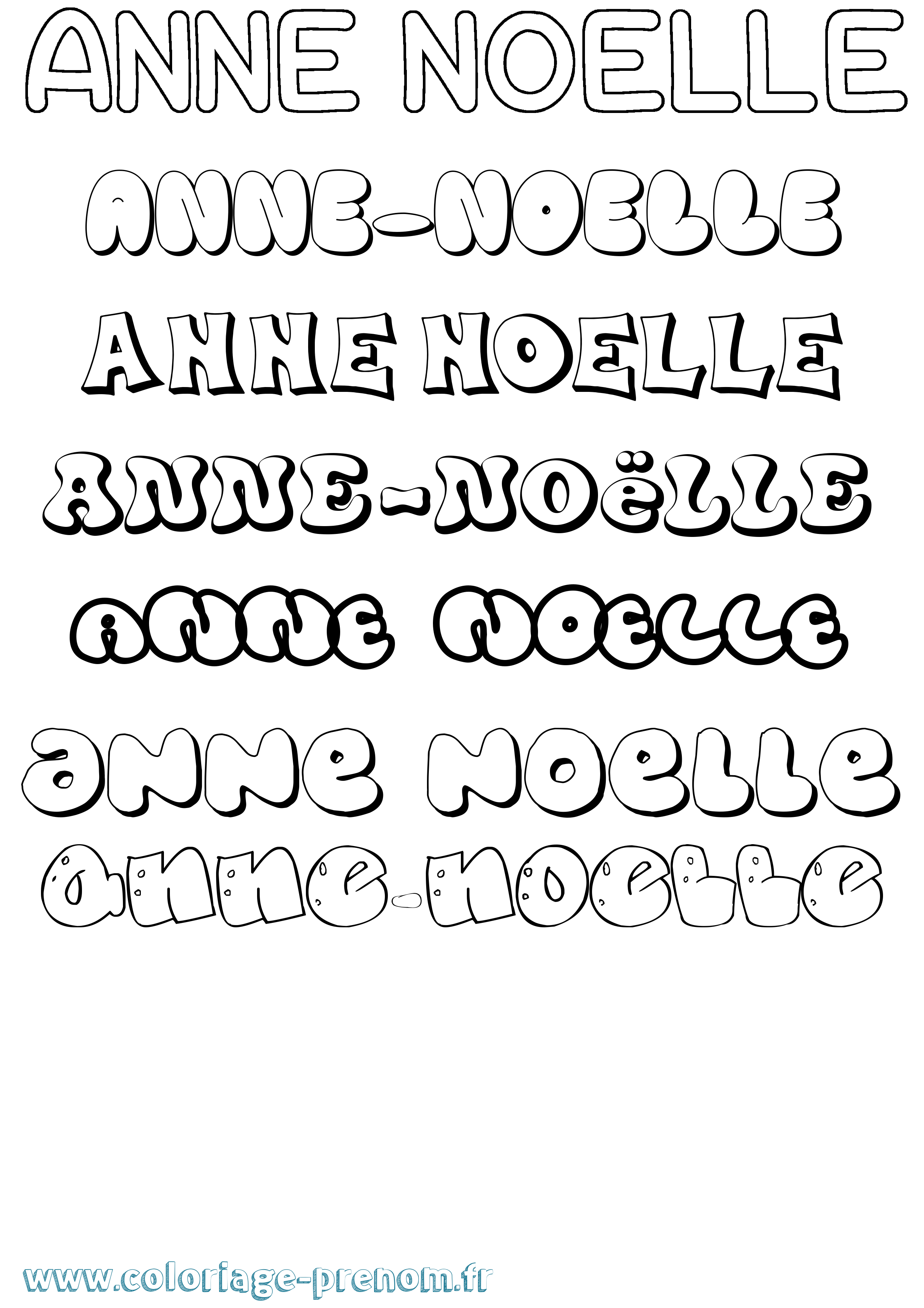 Coloriage Anne-Noëlle Bubble Coloriage prénom Anne-Noëlle Bubble