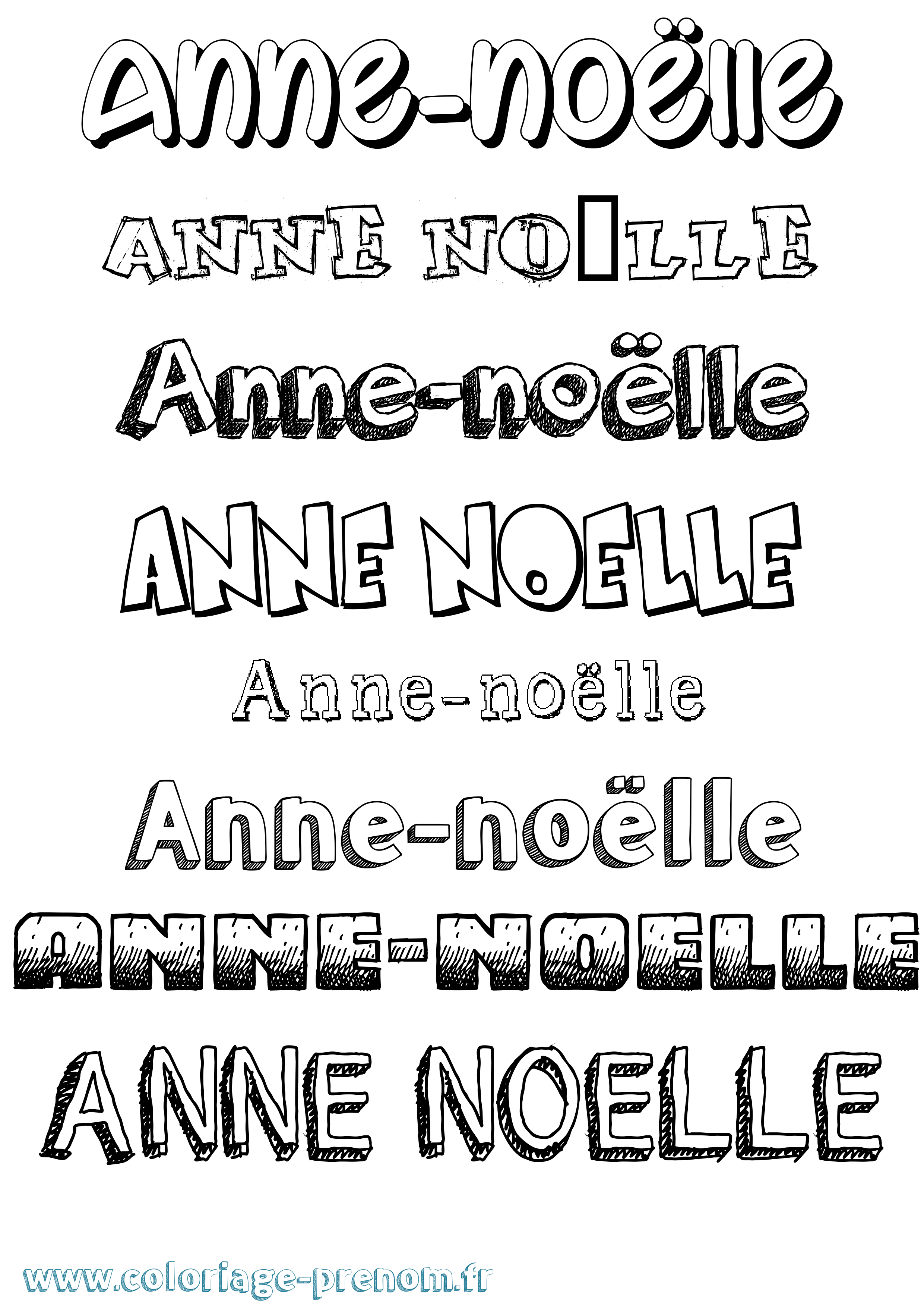Coloriage Anne-Noëlle Dessiné Coloriage prénom Anne-Noëlle Dessiné