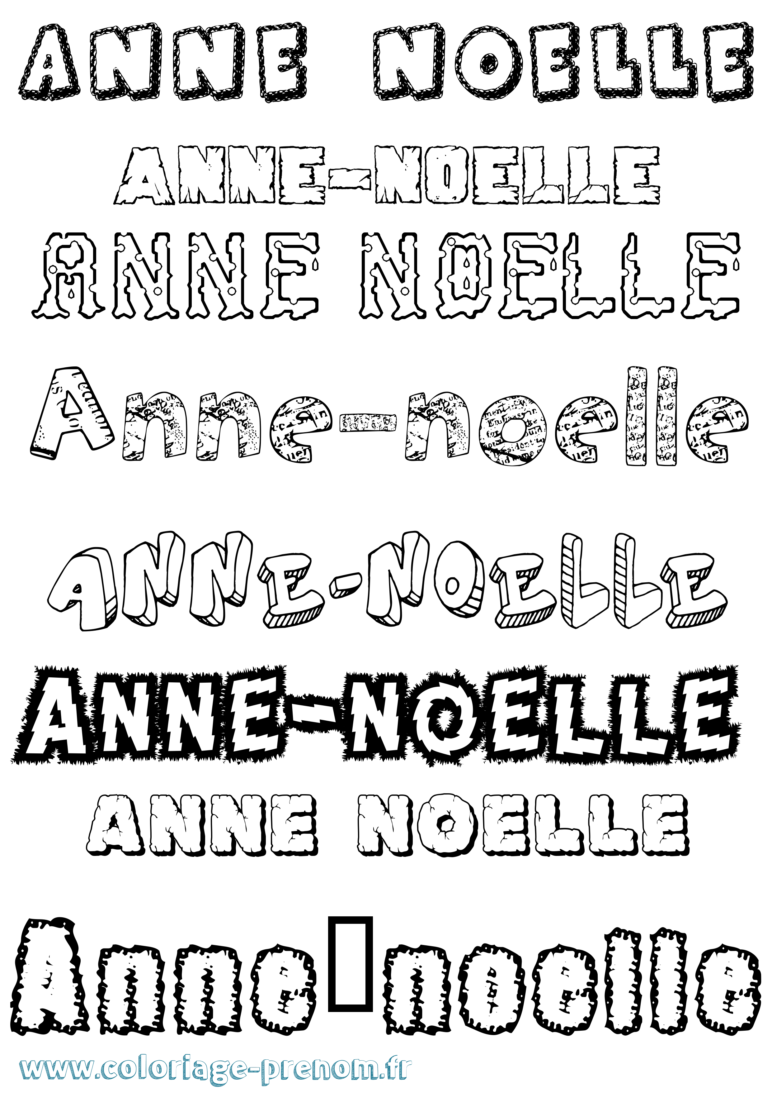 Coloriage Anne-Noëlle Destructuré Coloriage prénom Anne-Noëlle Destructuré