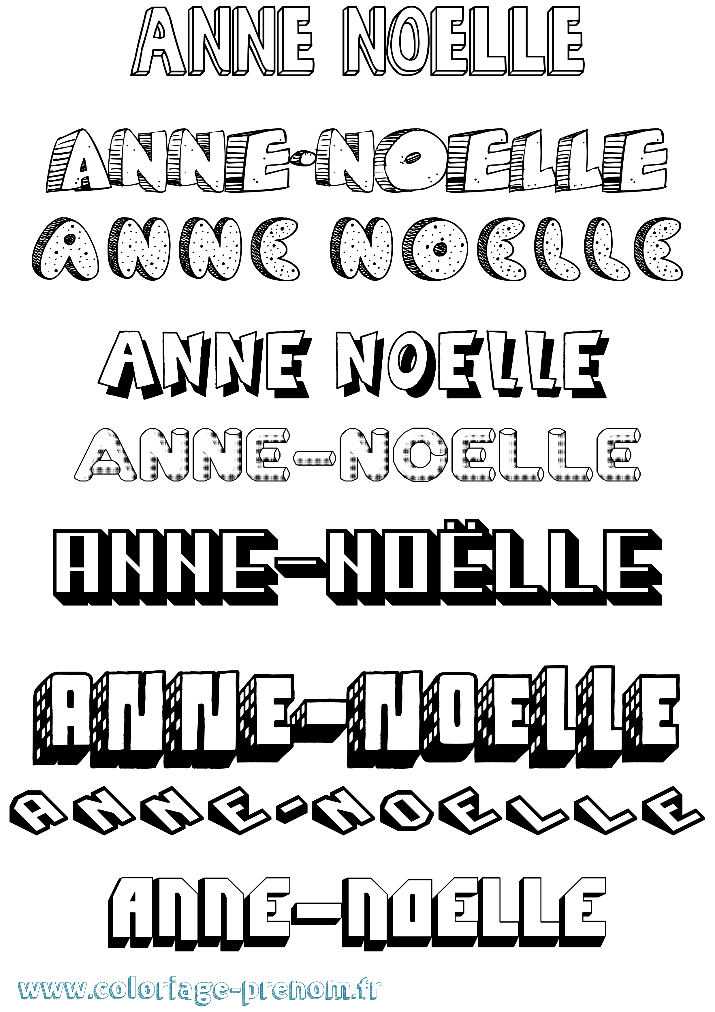 Coloriage Anne-Noëlle Effet 3D Coloriage prénom Anne-Noëlle Effet 3D