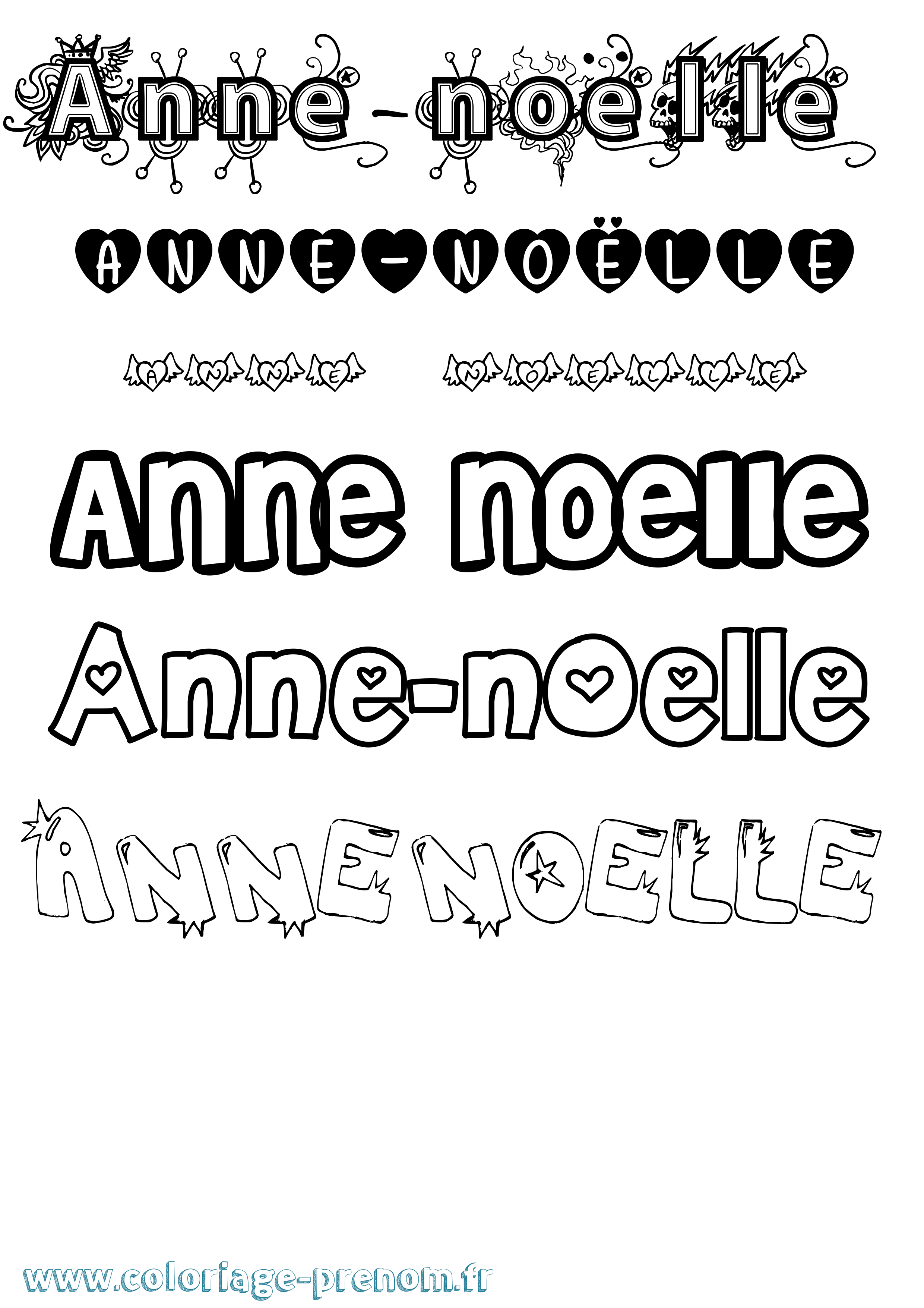 Coloriage Anne-Noëlle Girly Coloriage prénom Anne-Noëlle Girly