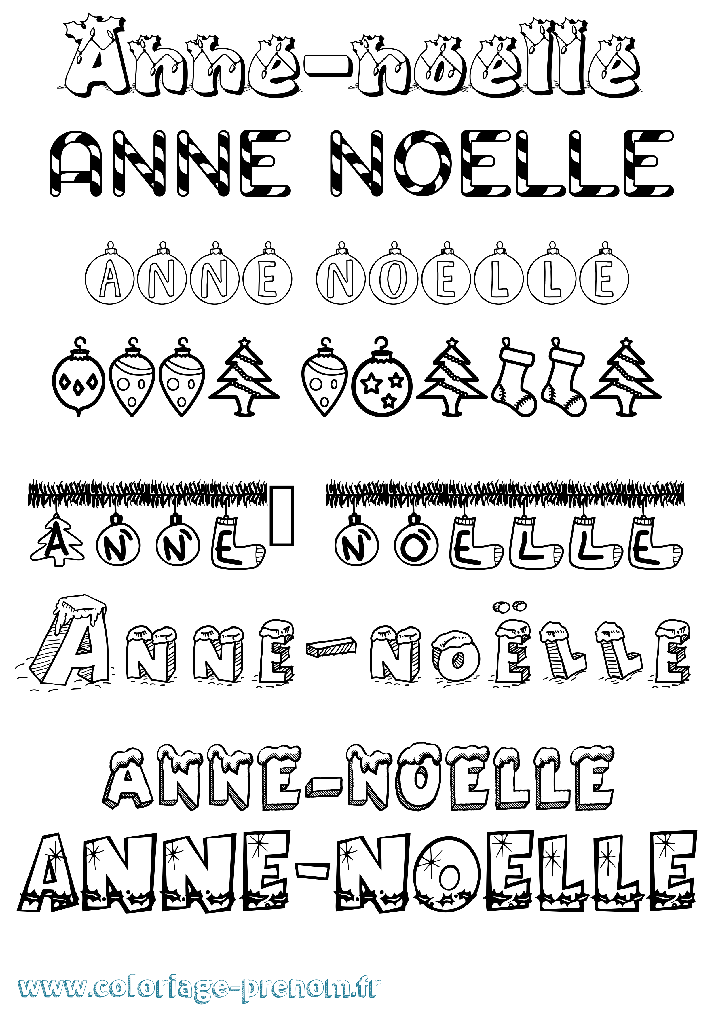 Coloriage Anne-Noëlle Noël Coloriage prénom Anne-Noëlle Noël