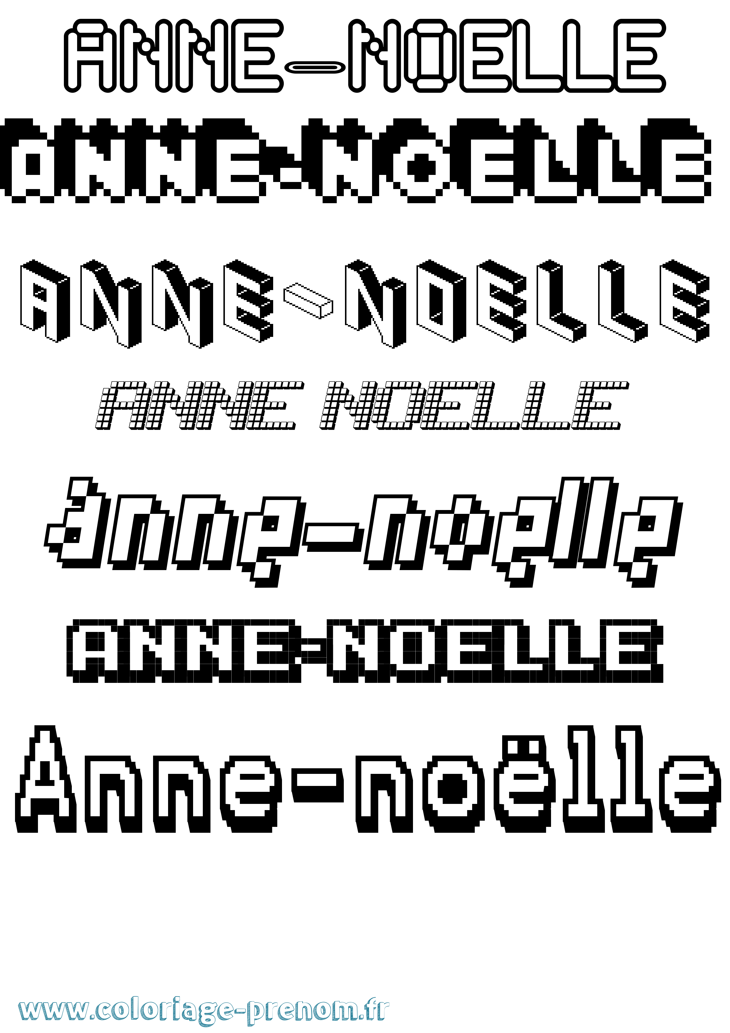 Coloriage Anne-Noëlle Pixel Coloriage prénom Anne-Noëlle Pixel