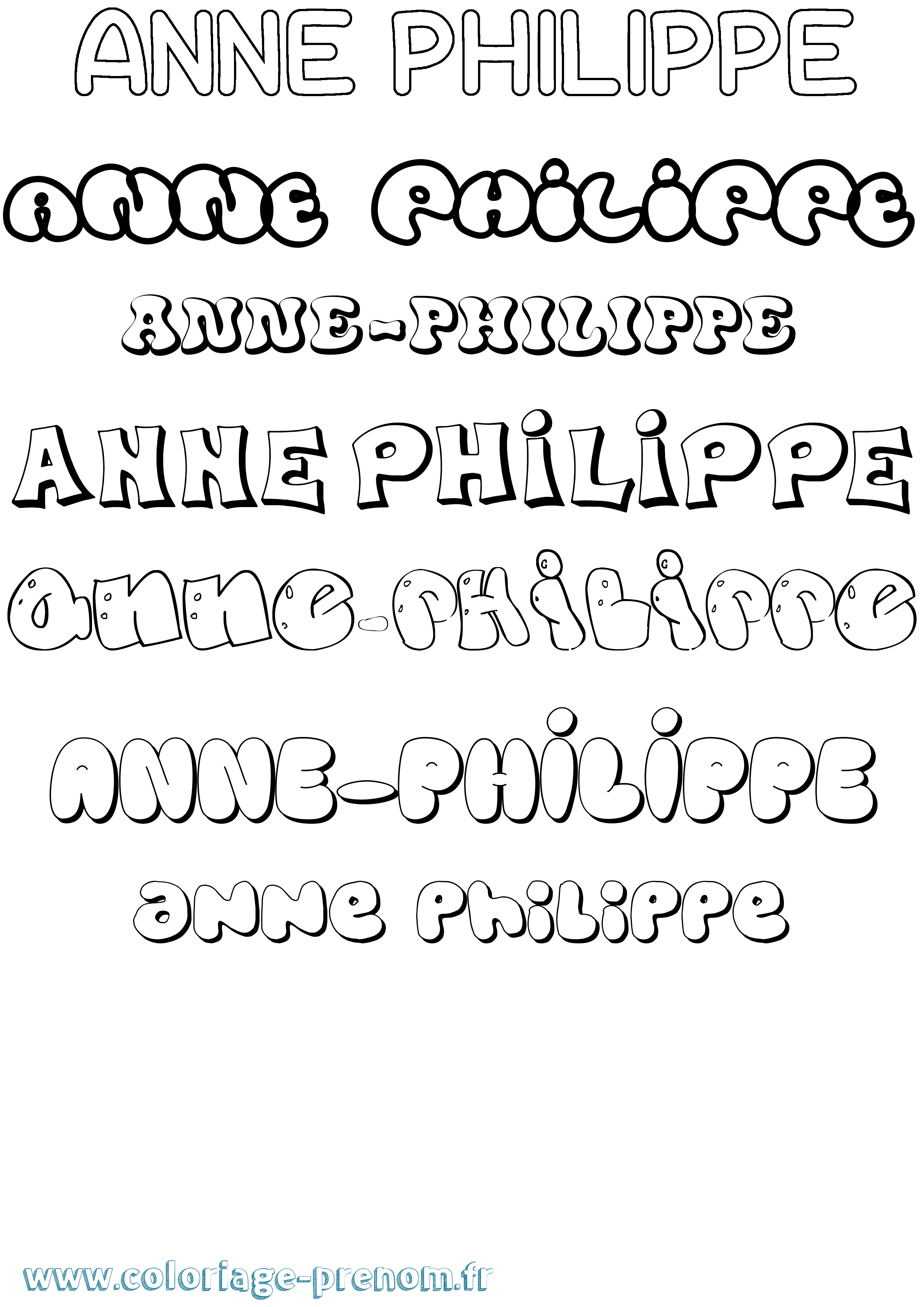 Coloriage Anne-Philippe Bubble Coloriage prénom Anne-Philippe Bubble
