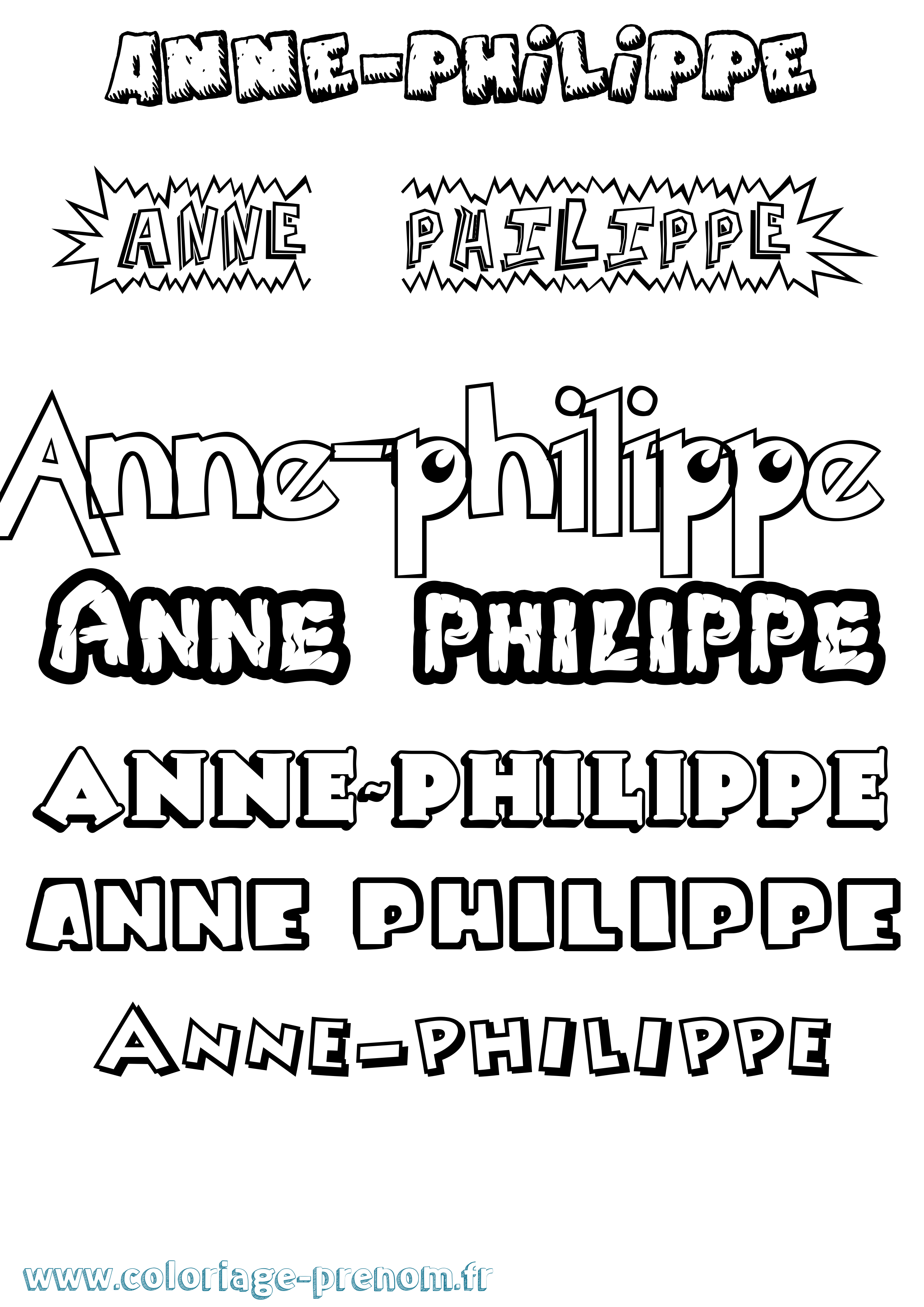 Coloriage Anne-Philippe Dessin Animé Coloriage prénom Anne-Philippe Dessin Animé