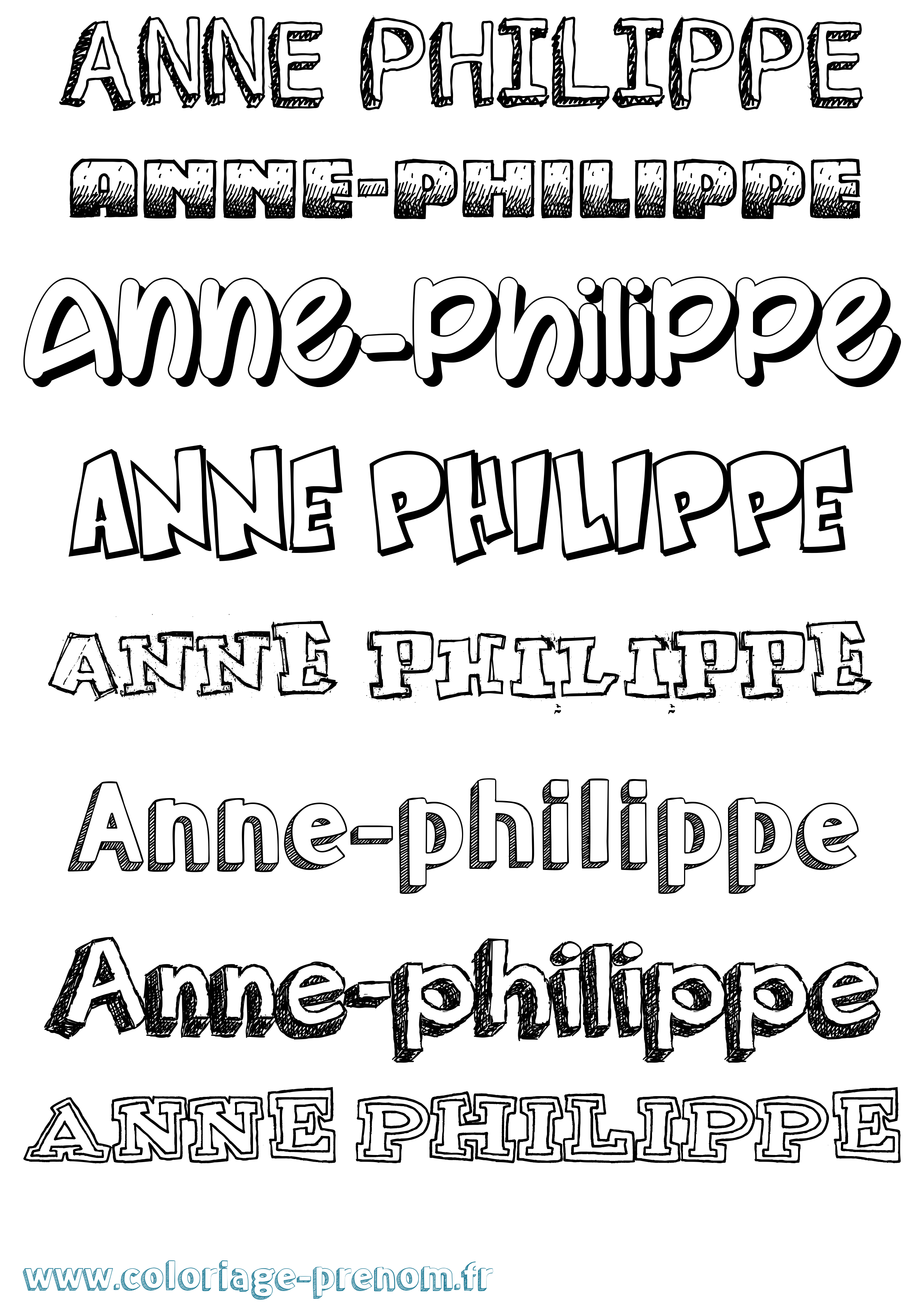 Coloriage Anne-Philippe Dessiné Coloriage prénom Anne-Philippe Dessiné