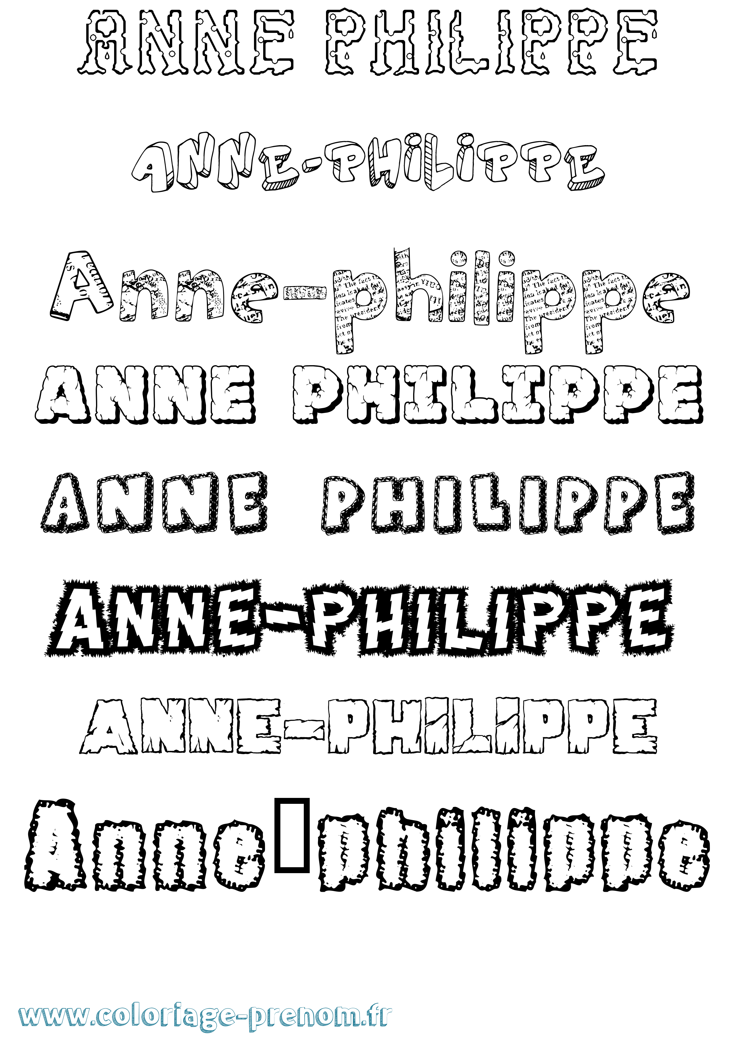 Coloriage Anne-Philippe Destructuré Coloriage prénom Anne-Philippe Destructuré