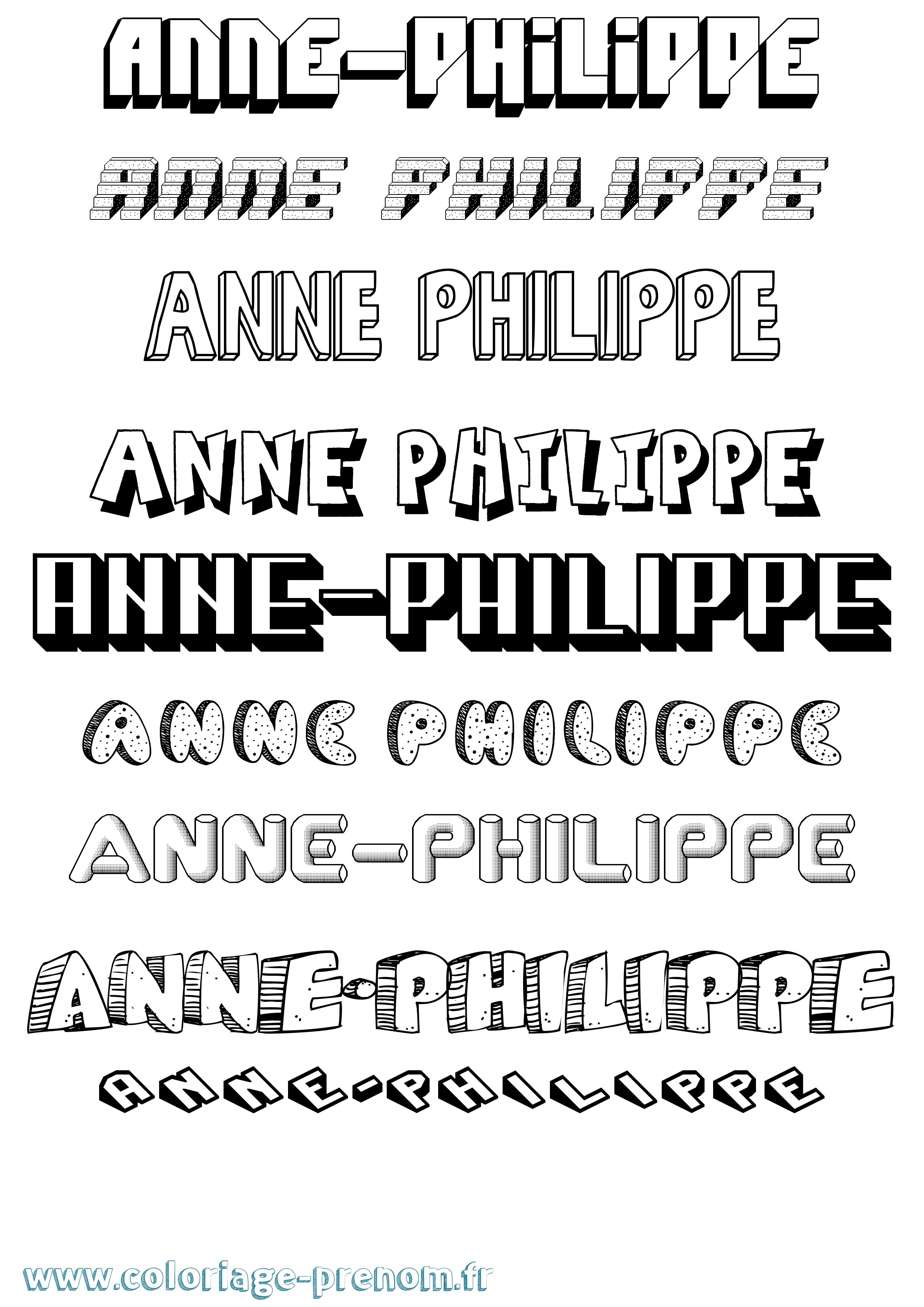 Coloriage Anne-Philippe Effet 3D Coloriage prénom Anne-Philippe Effet 3D