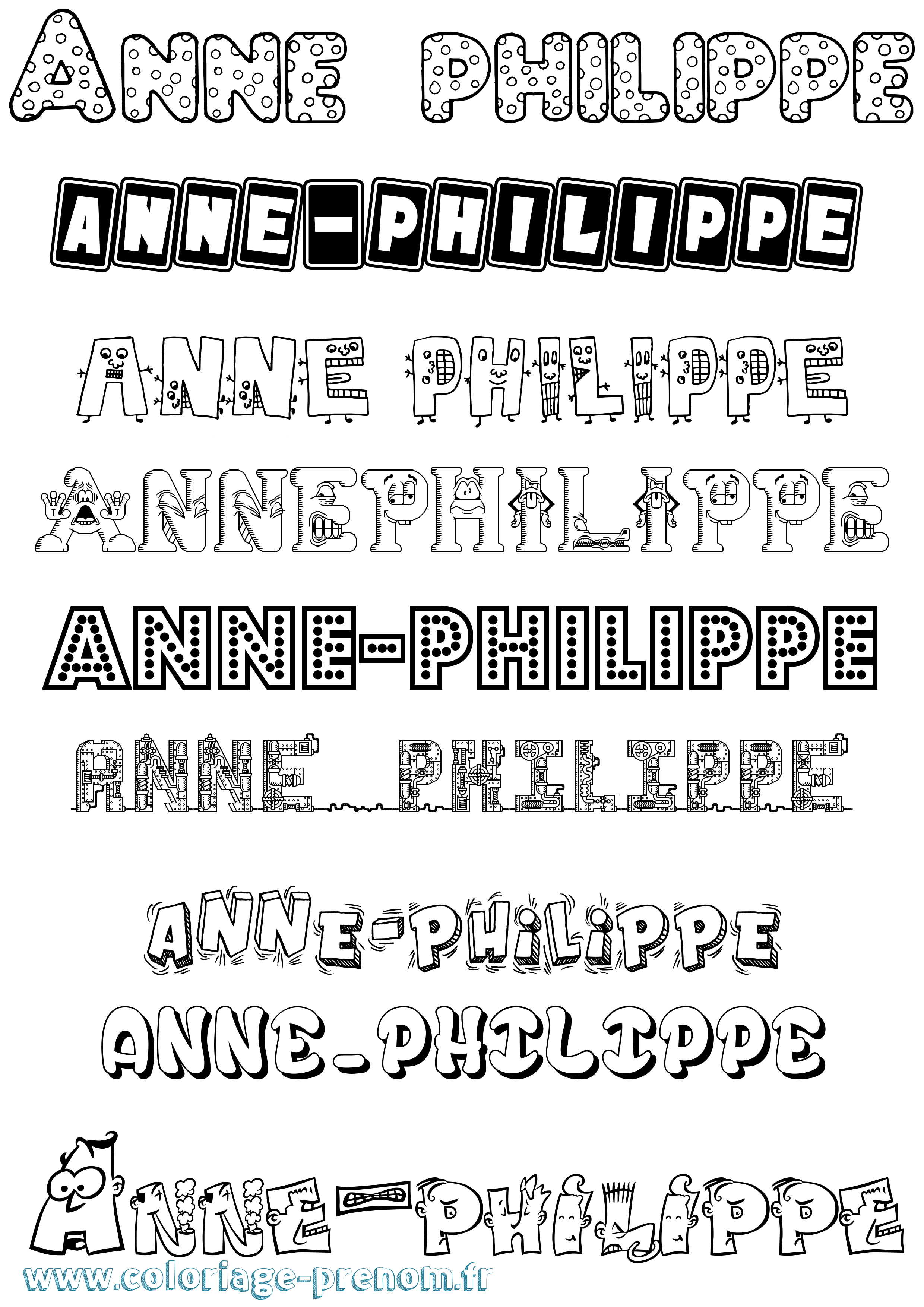 Coloriage Anne-Philippe Fun Coloriage prénom Anne-Philippe Fun