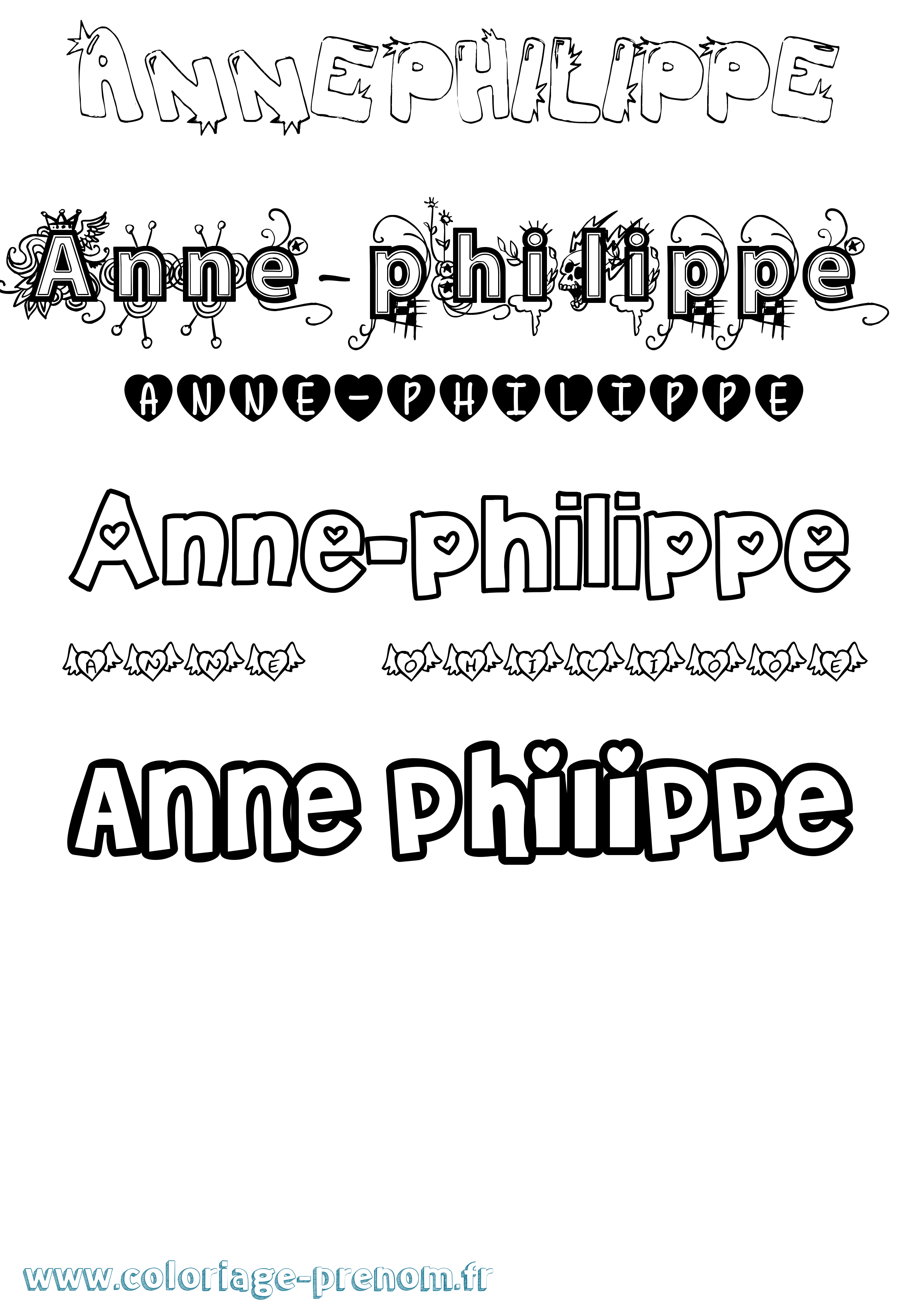 Coloriage Anne-Philippe Girly Coloriage prénom Anne-Philippe Girly
