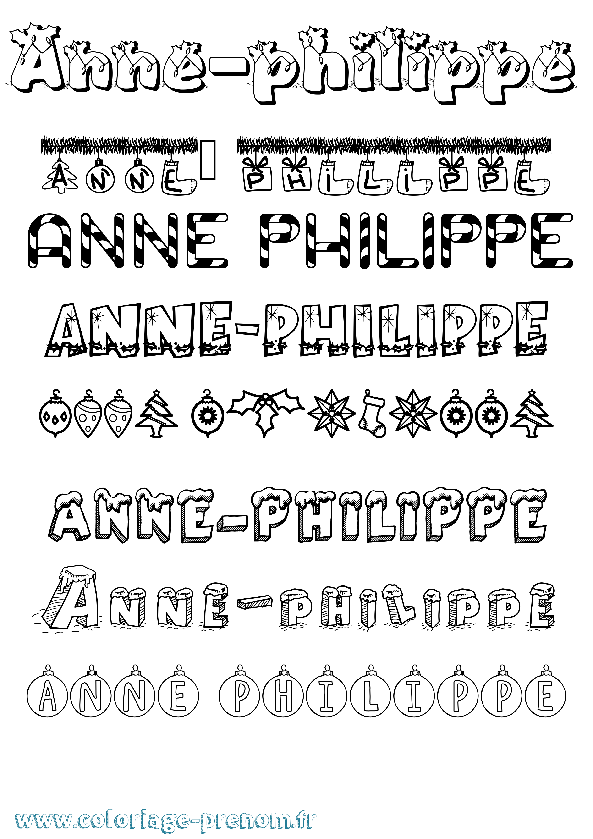 Coloriage Anne-Philippe Noël Coloriage prénom Anne-Philippe Noël