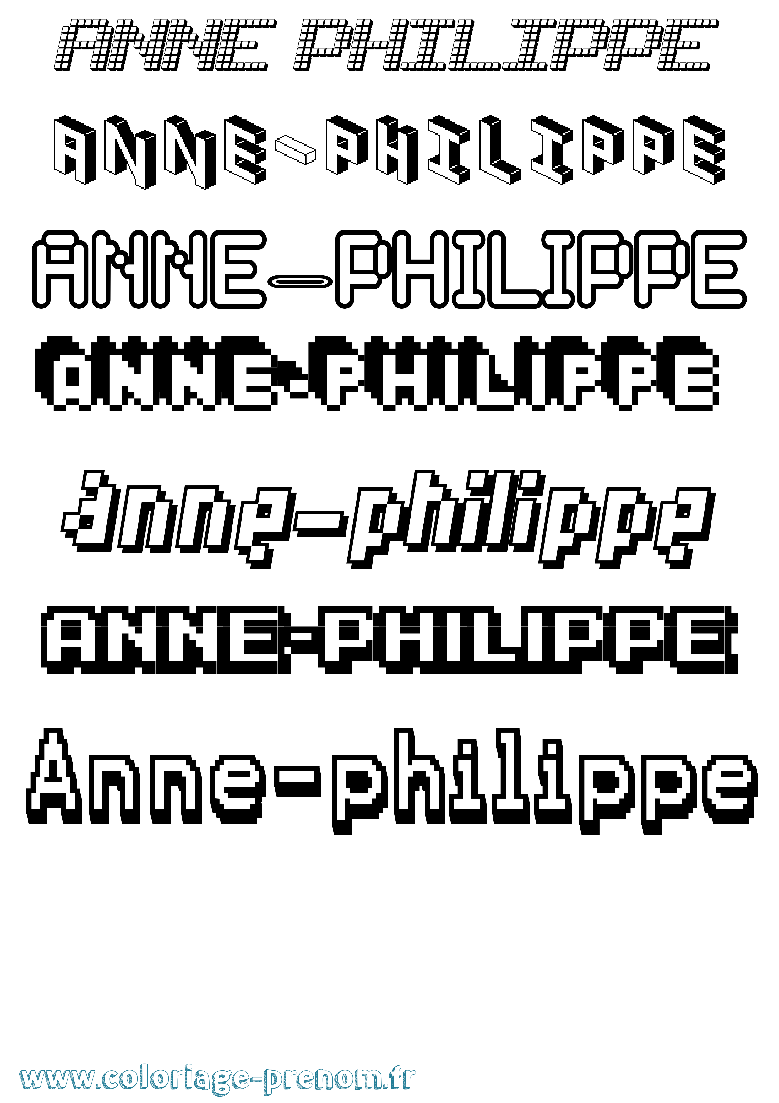 Coloriage Anne-Philippe Pixel Coloriage prénom Anne-Philippe Pixel