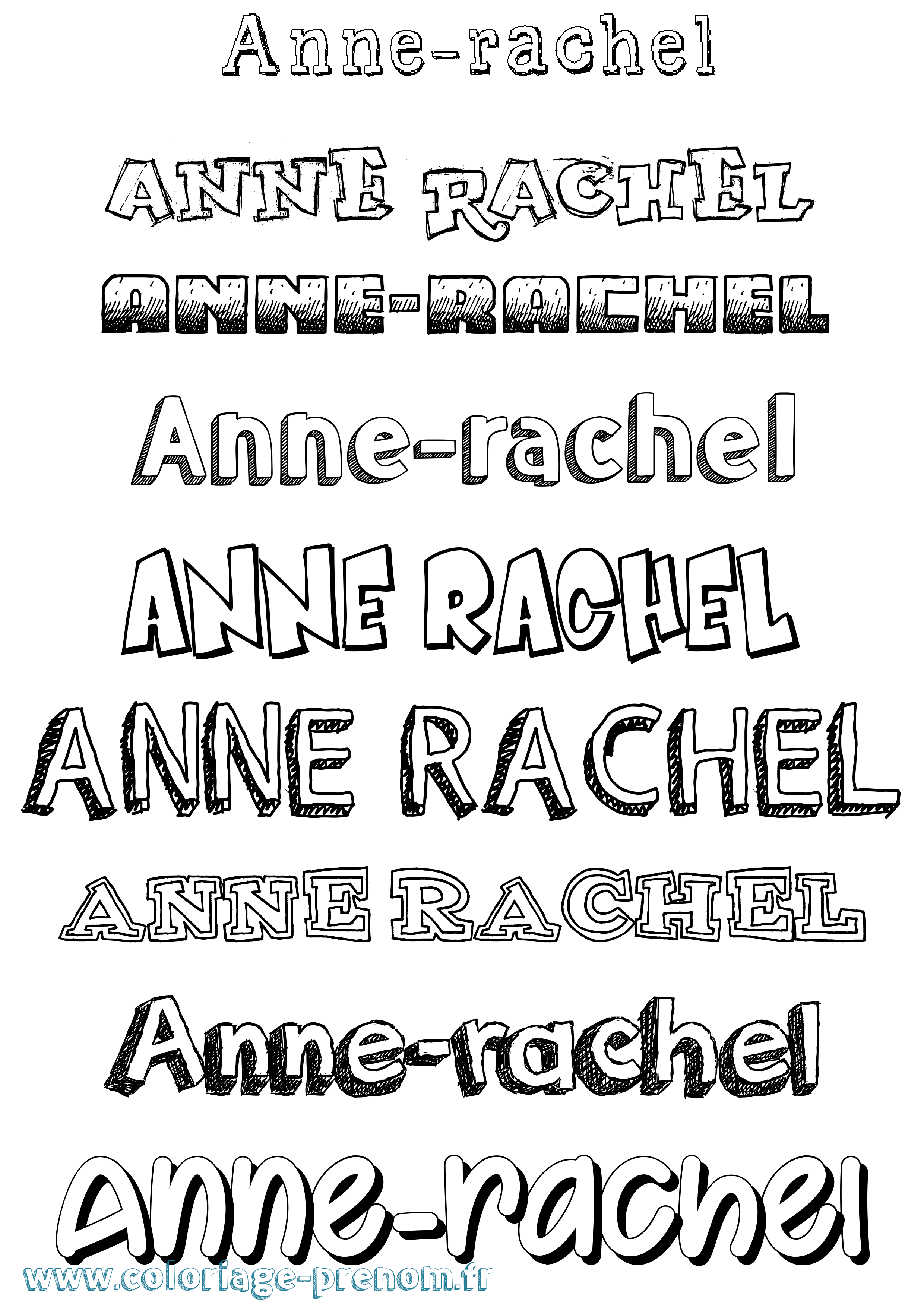 Coloriage Anne-Rachel Dessiné Coloriage prénom Anne-Rachel Dessiné