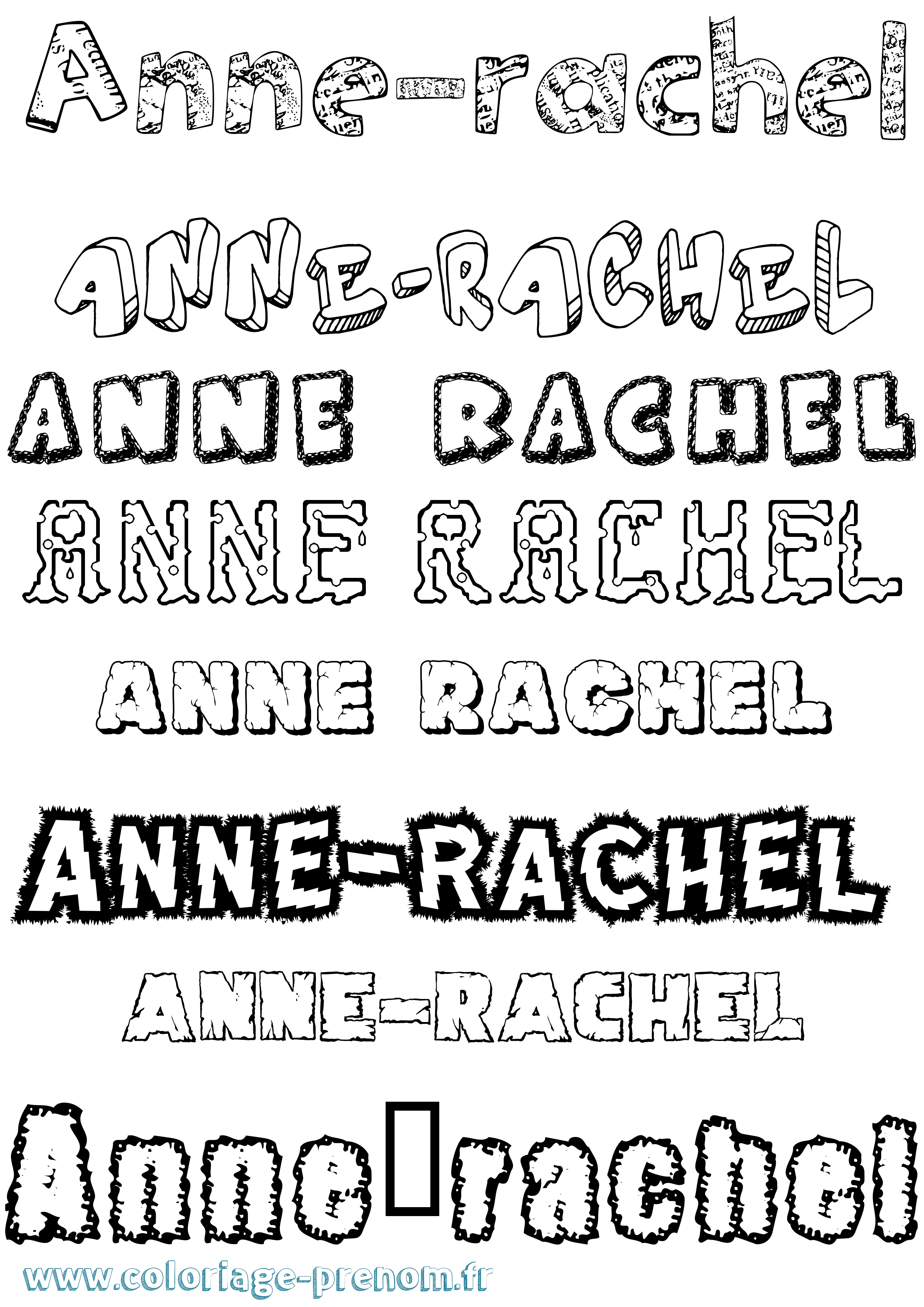 Coloriage Anne-Rachel Destructuré Coloriage prénom Anne-Rachel Destructuré