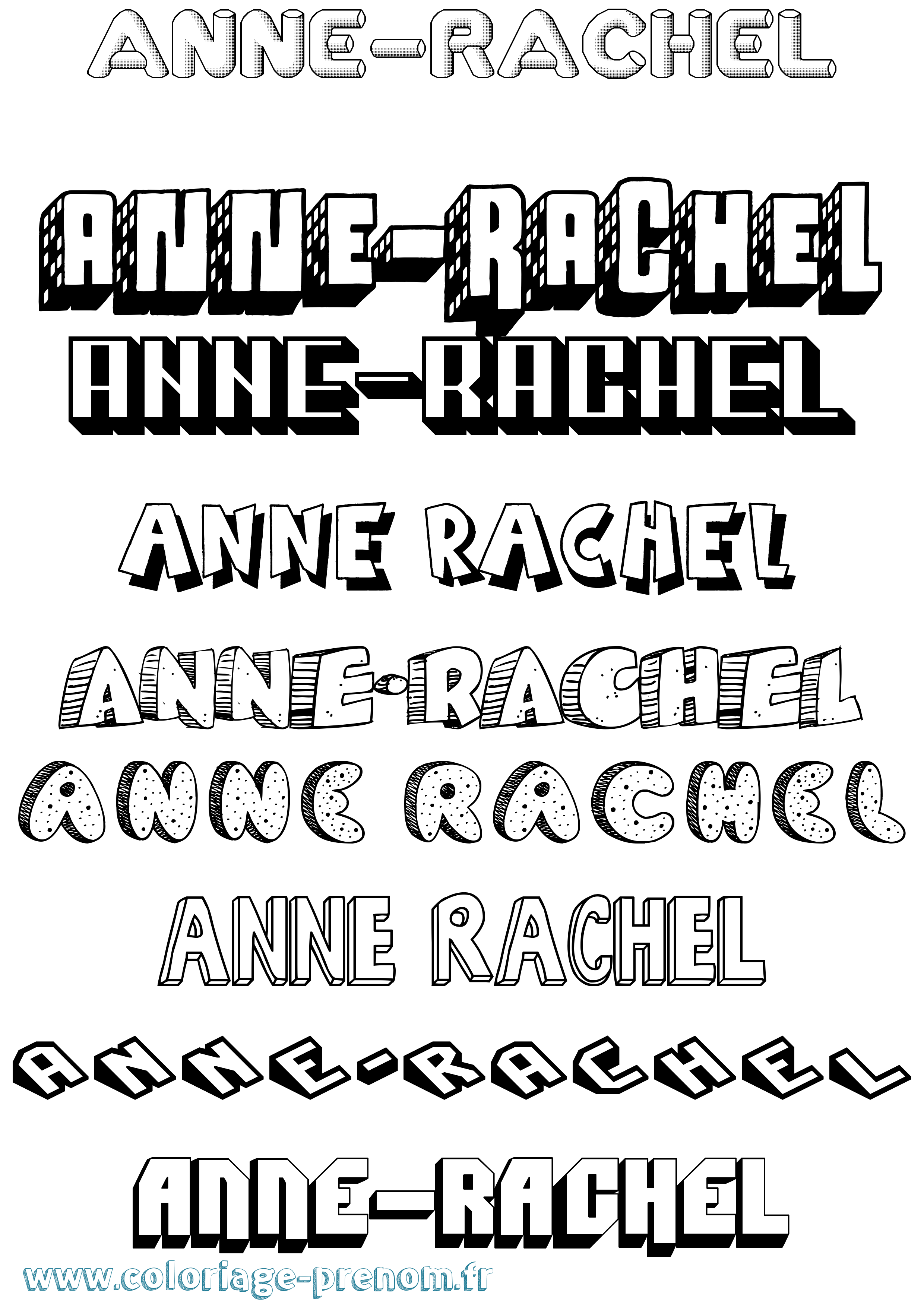 Coloriage Anne-Rachel Effet 3D Coloriage prénom Anne-Rachel Effet 3D