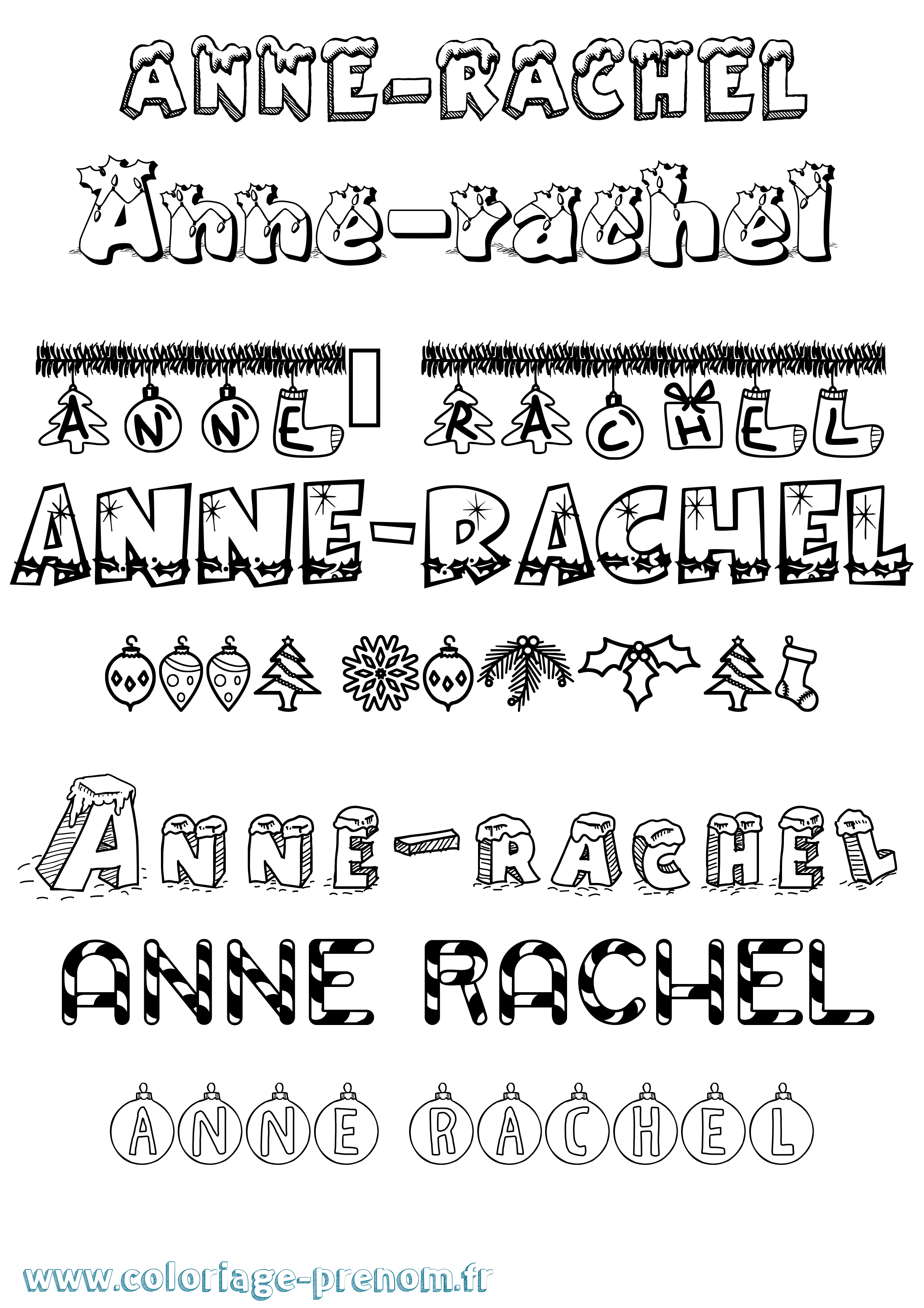 Coloriage Anne-Rachel Noël Coloriage prénom Anne-Rachel Noël